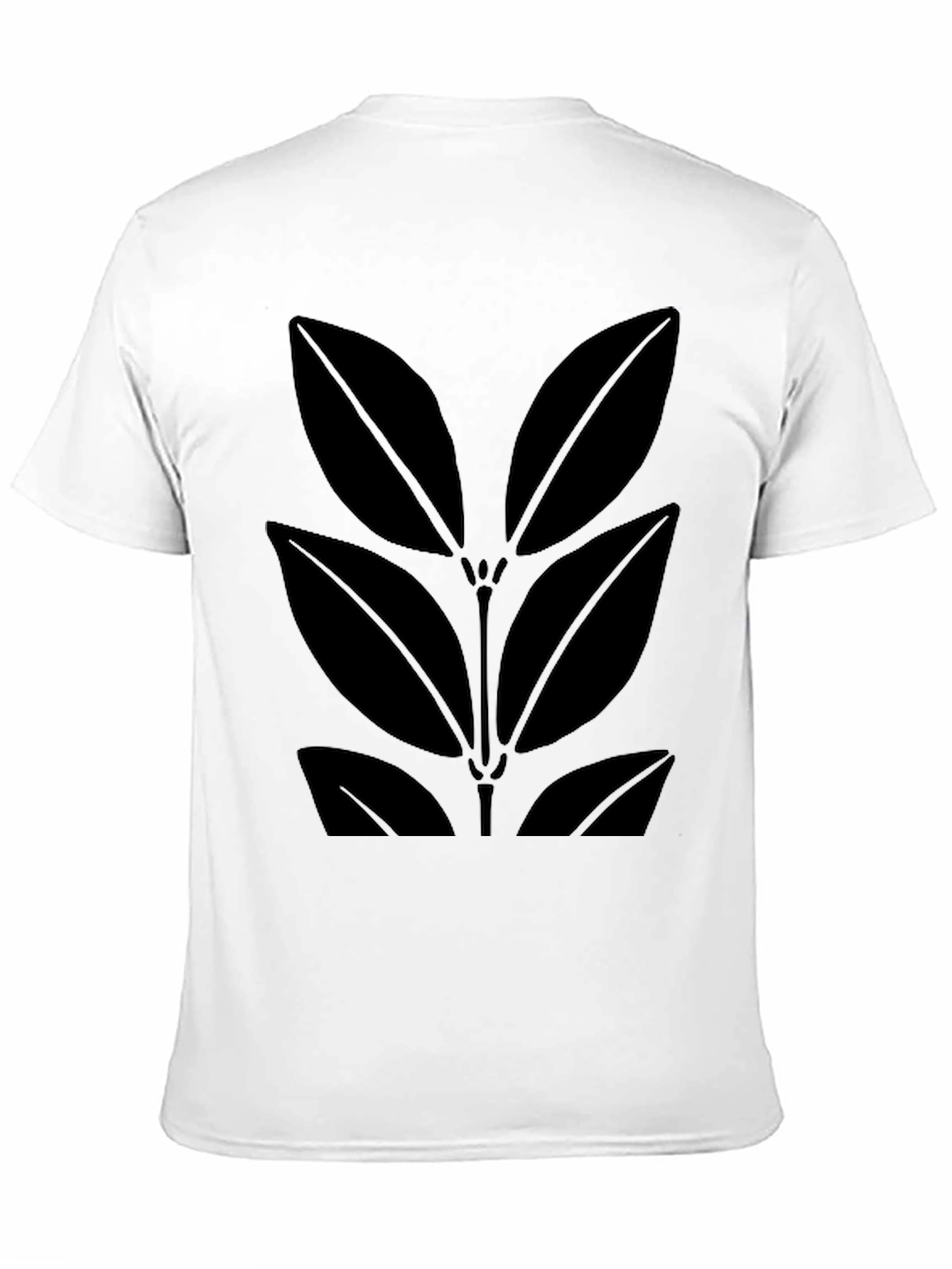Black Leaf Print Mens T-Shirt