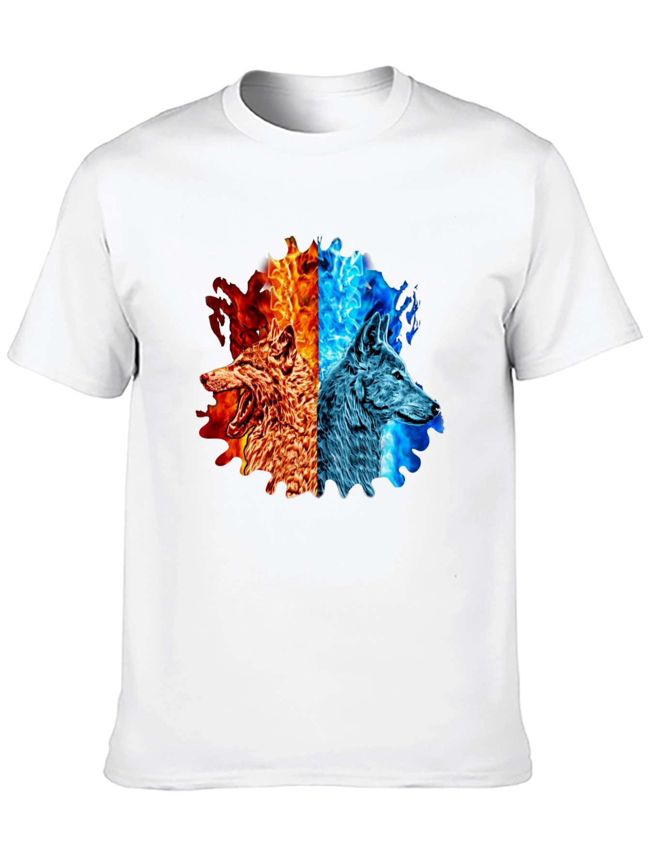 Fire and Ice Wolf Graphic T-Shirt