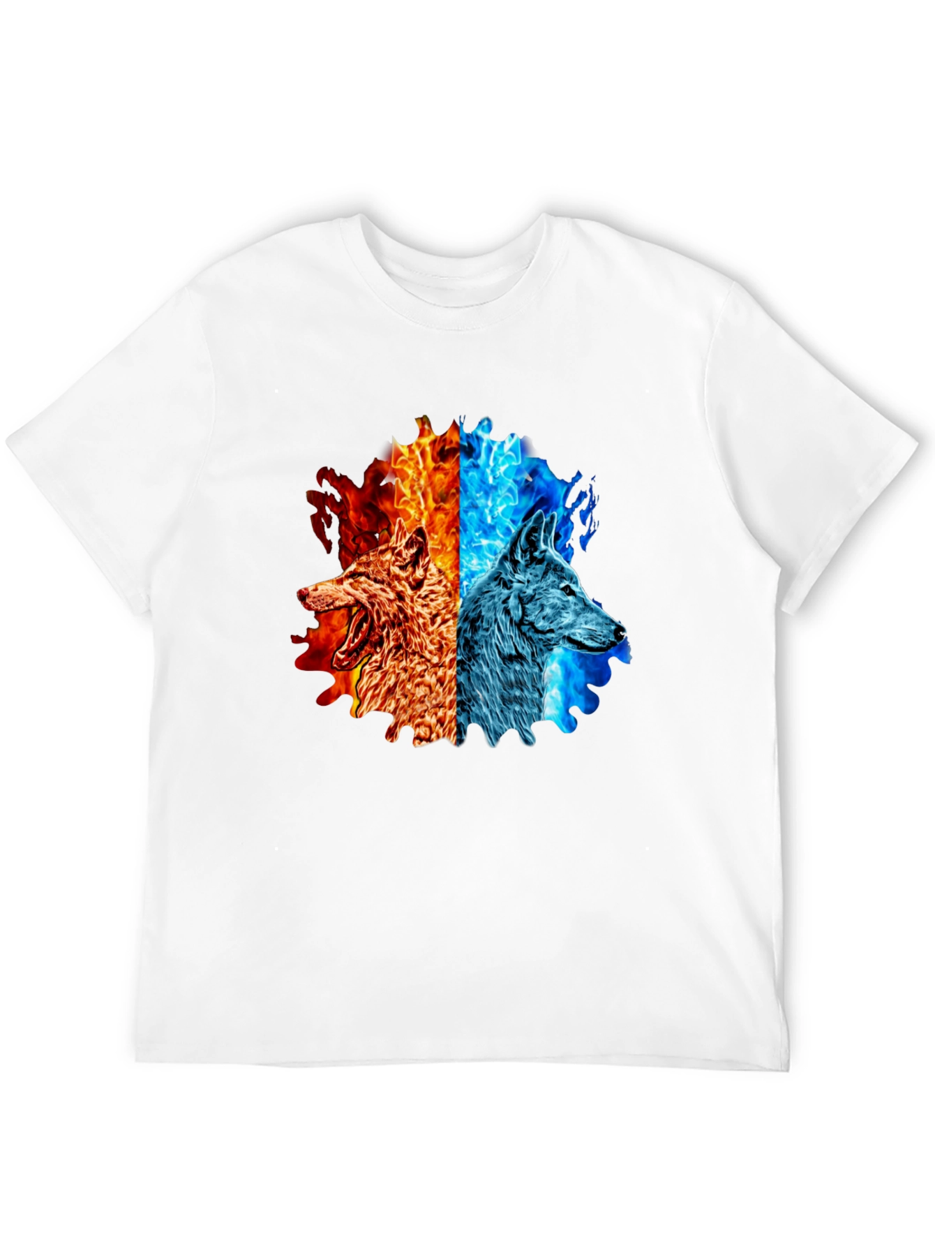 Fire and Ice Wolf Graphic T-Shirt