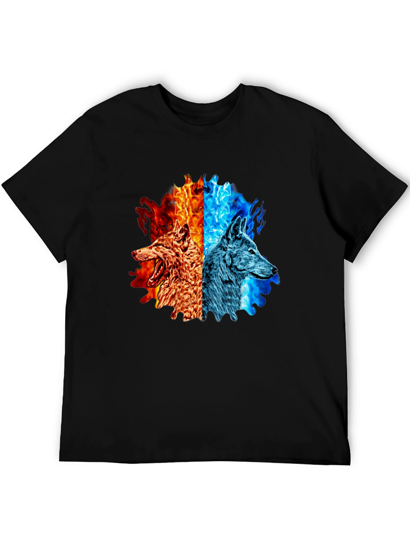 Fire and Ice Wolf Graphic T-Shirt