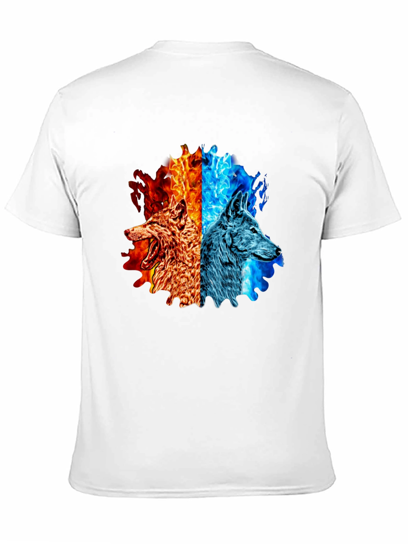Fire and Ice Wolf Graphic T-Shirt