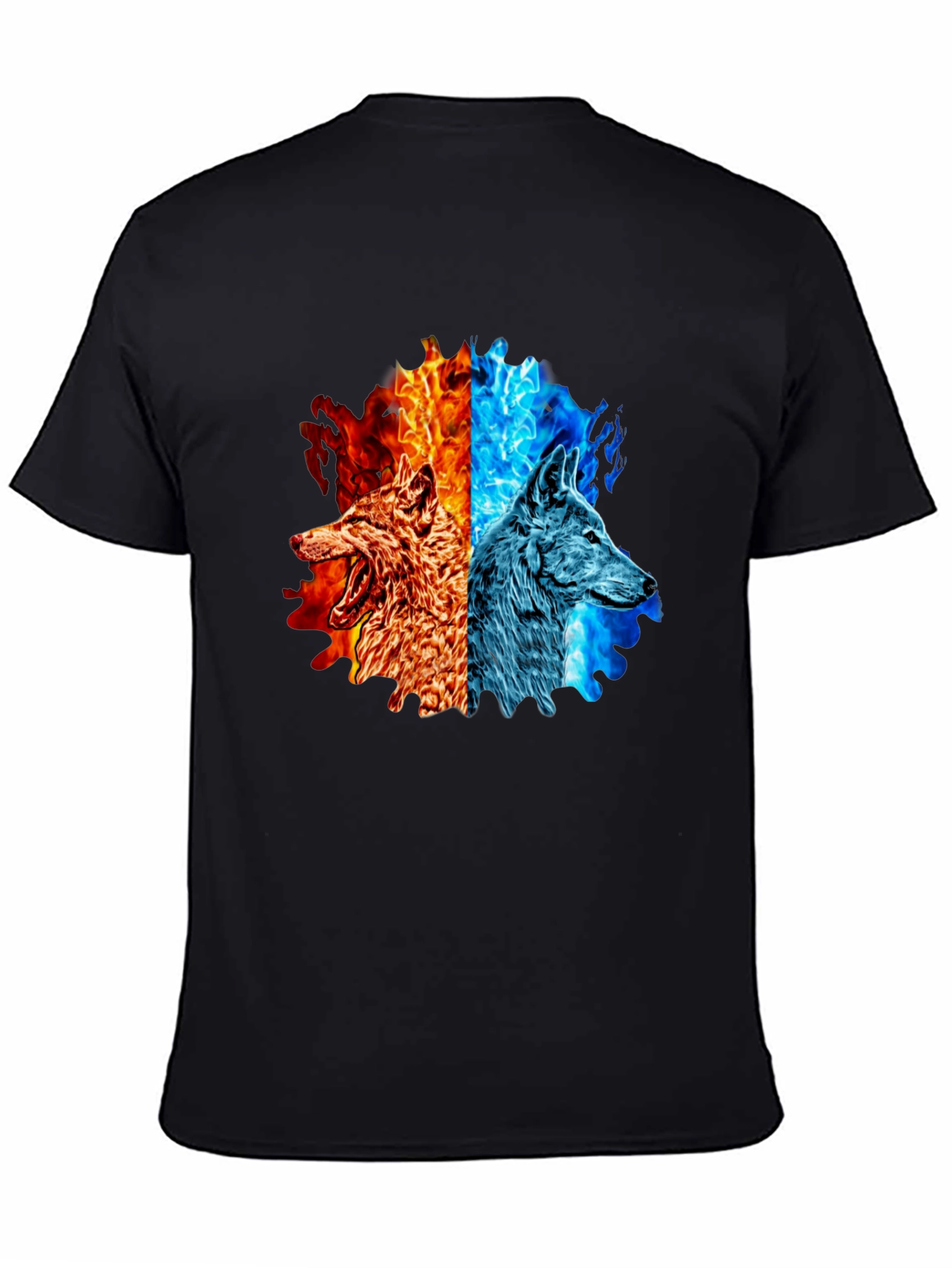 Fire and Ice Wolf Graphic T-Shirt