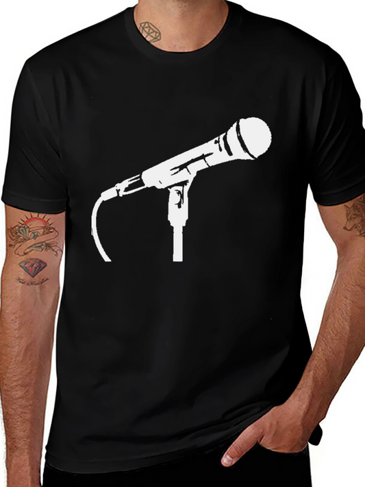 Microphone Graphic Tee - Classic Music Lover T-Shirt