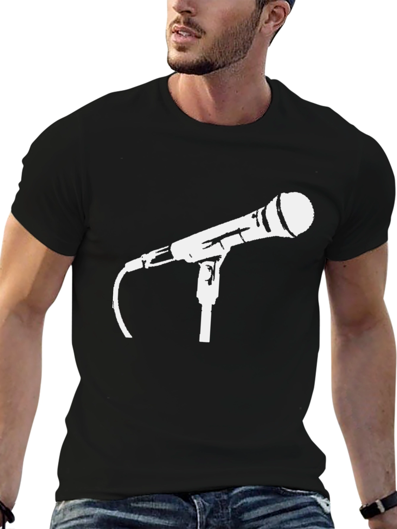Microphone Graphic Tee - Classic Music Lover T-Shirt