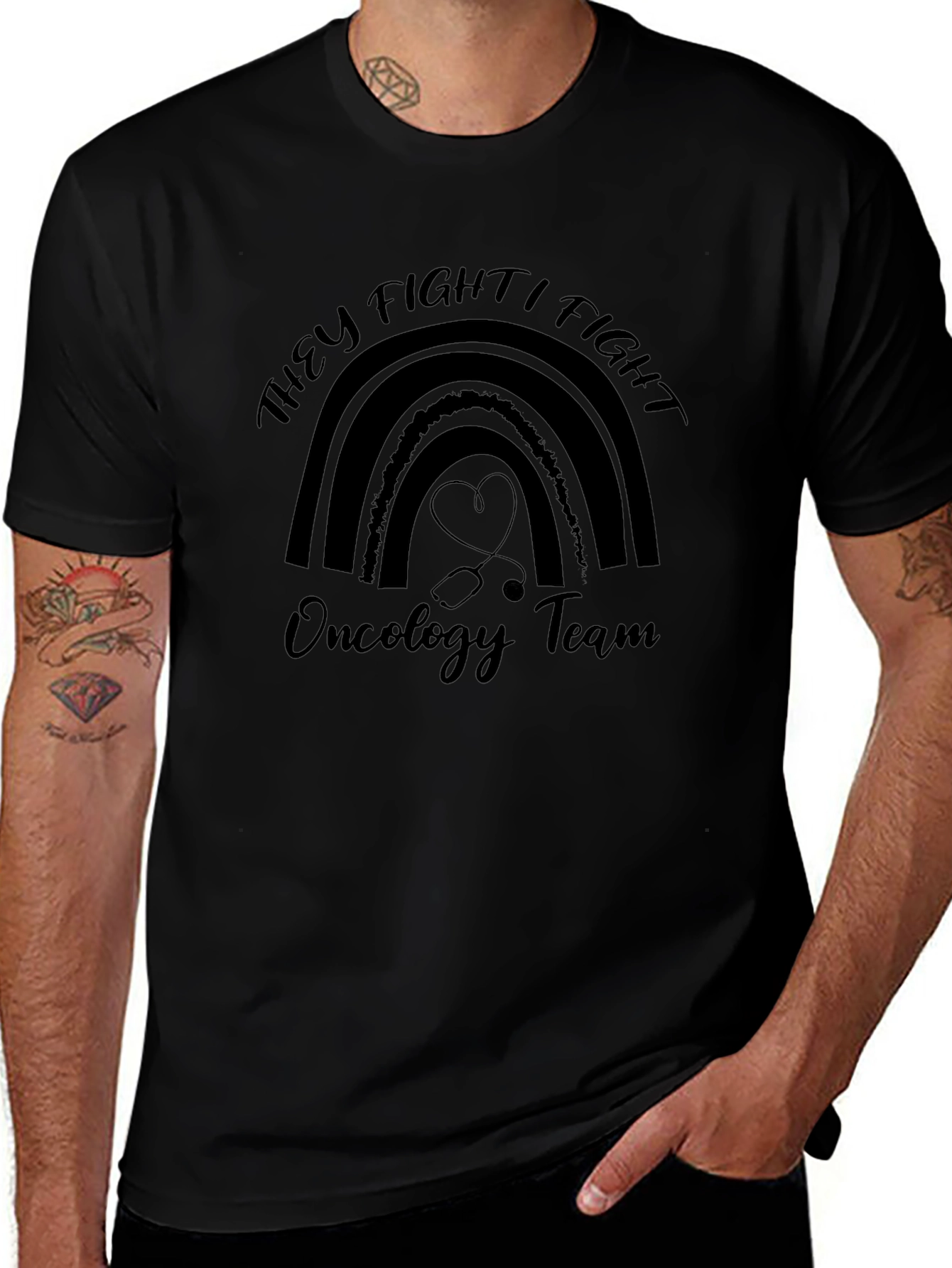 Oncology Team Rainbow Graphic T-Shirt
