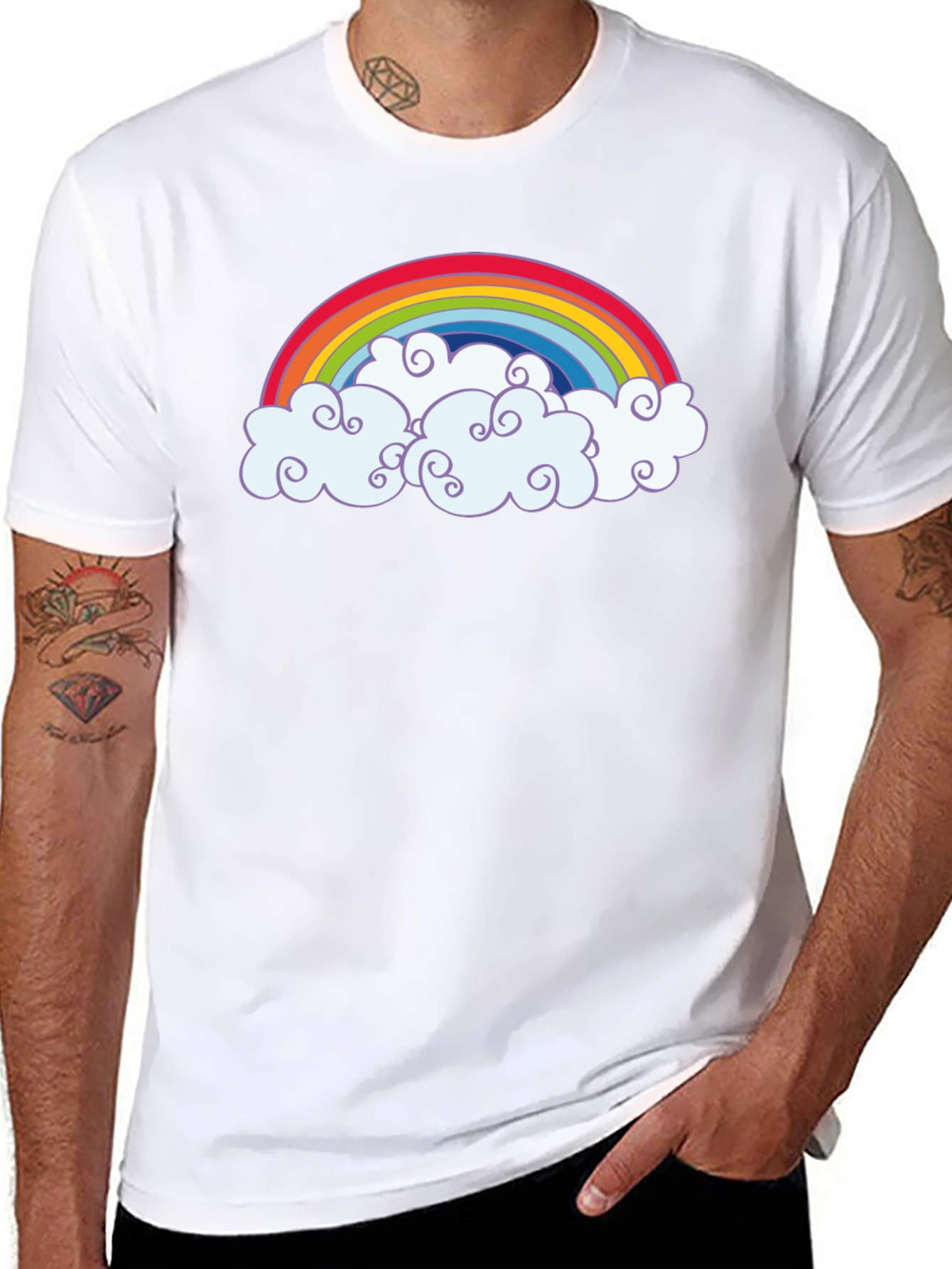 Rainbow Clouds Graphic T-Shirt - Black