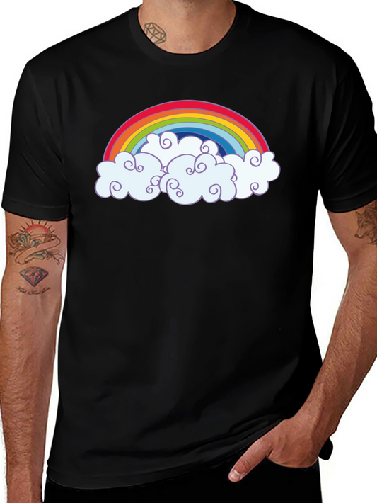 Rainbow Clouds Graphic T-Shirt - Black