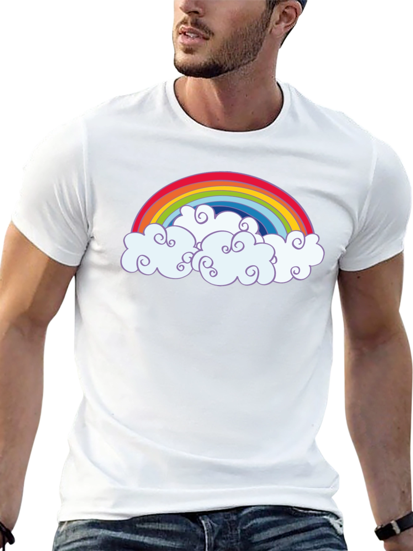 Rainbow Clouds Graphic T-Shirt - Black