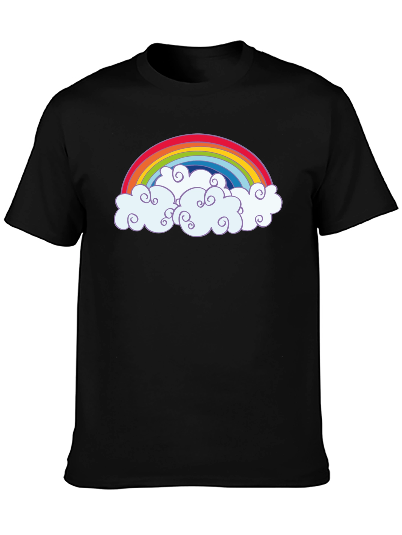 Rainbow Clouds Graphic T-Shirt - Black