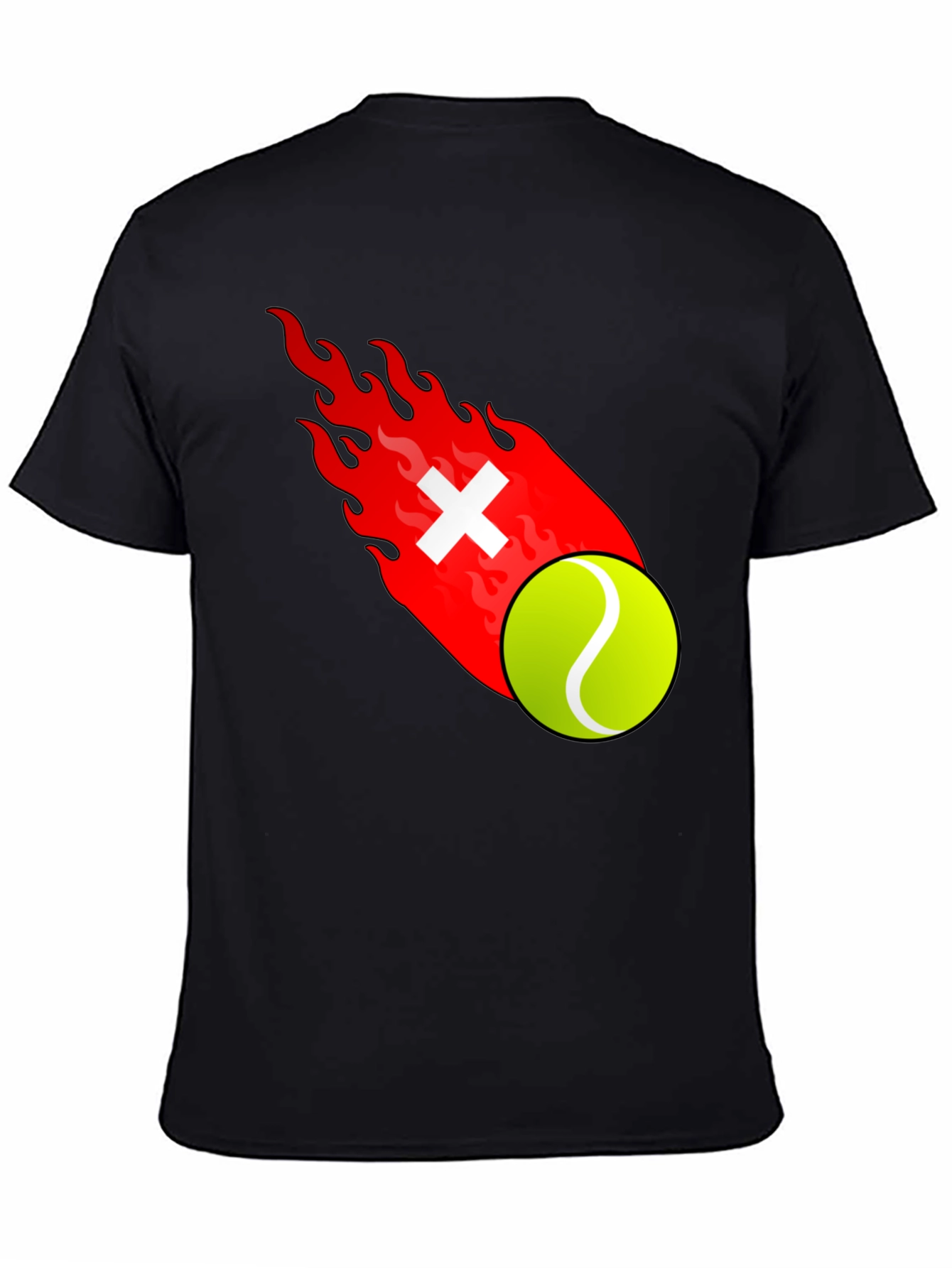 Fiery Tennis Ball Graphic T-Shirt