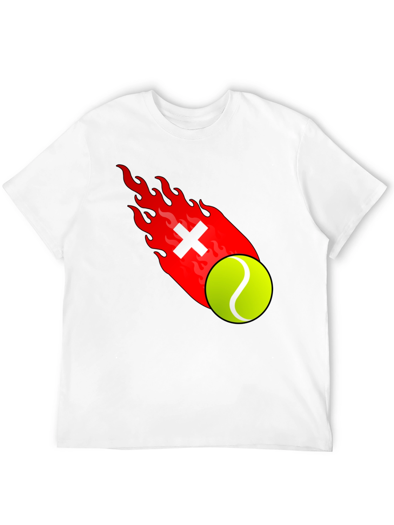 Fiery Tennis Ball Graphic T-Shirt
