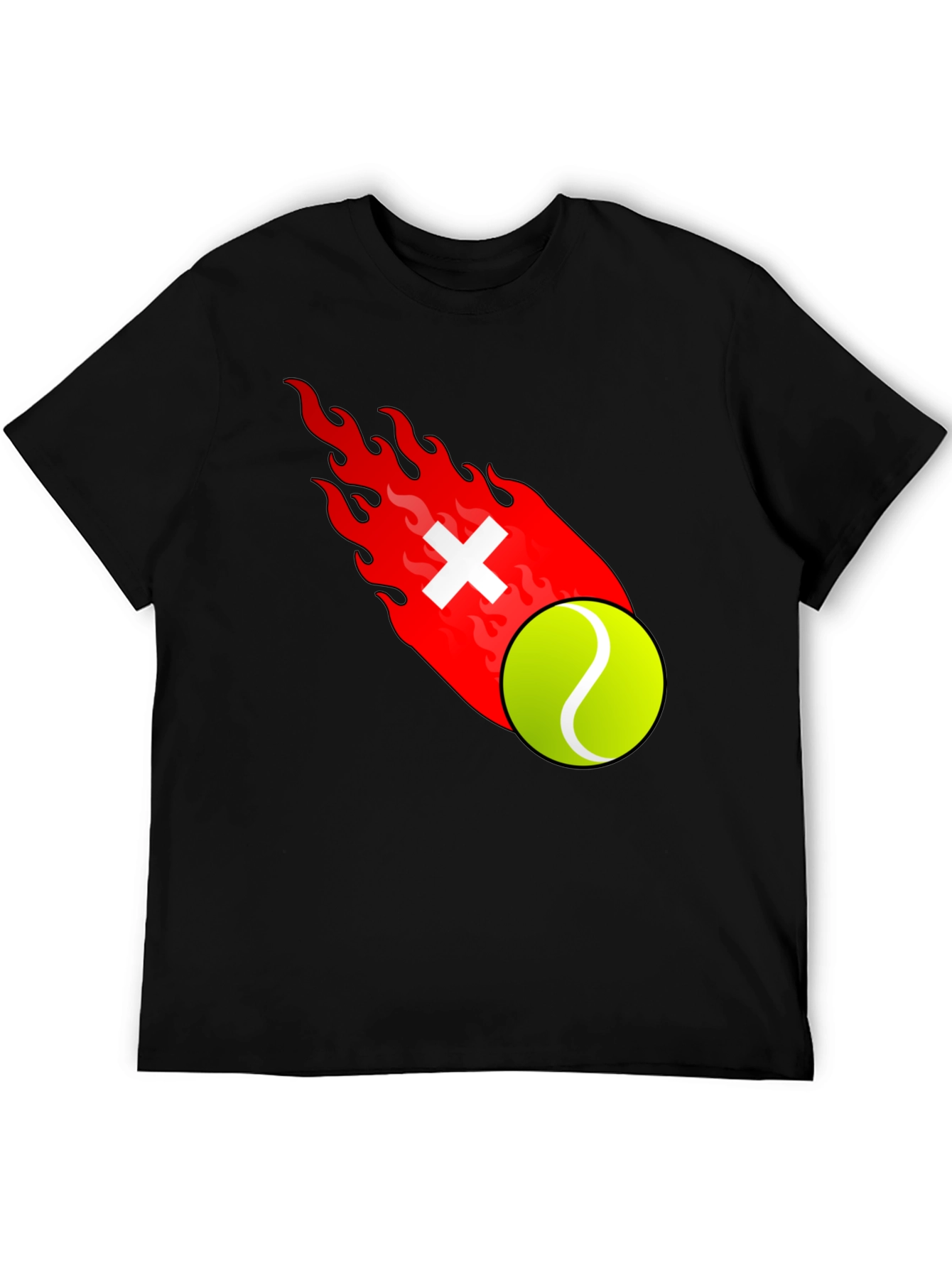 Fiery Tennis Ball Graphic T-Shirt