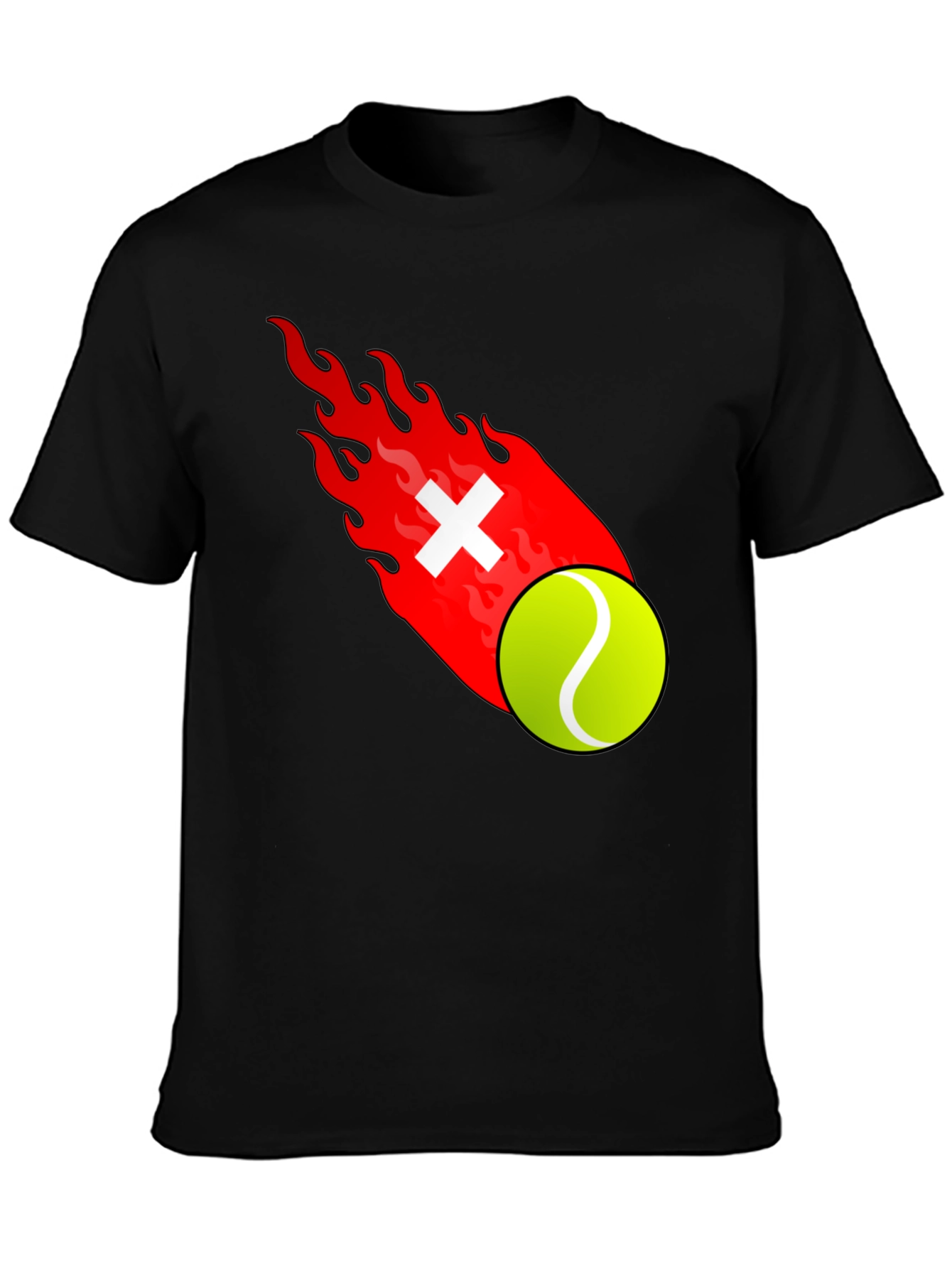 Fiery Tennis Ball Graphic T-Shirt