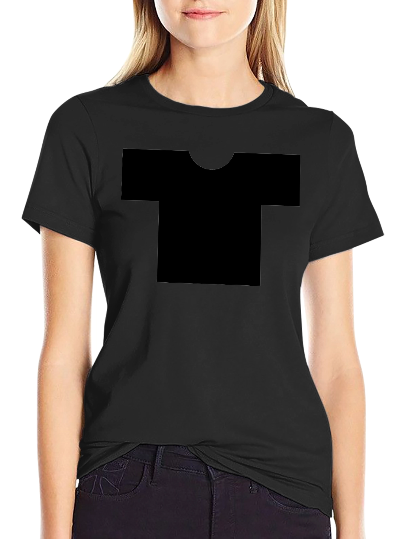 Plain Black Short Sleeve Crew Neck T-Shirt