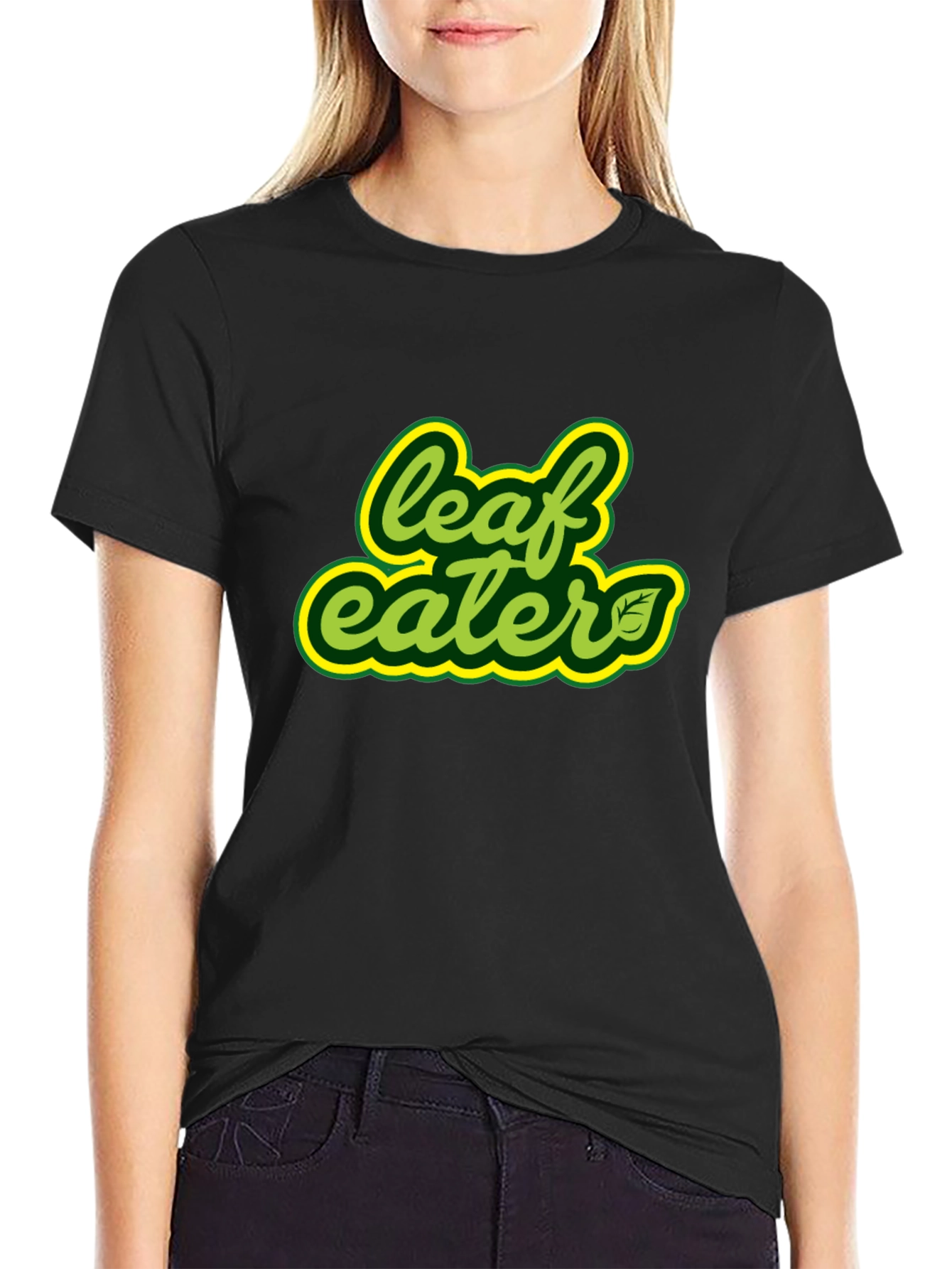 Leaf Eater Graphic Tee - Black Cotton T-Shirt