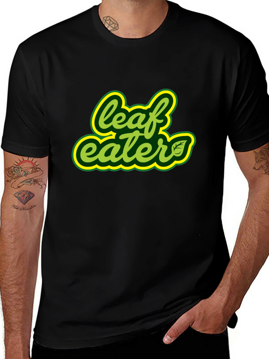 Leaf Eater Graphic Tee - Black Cotton T-Shirt