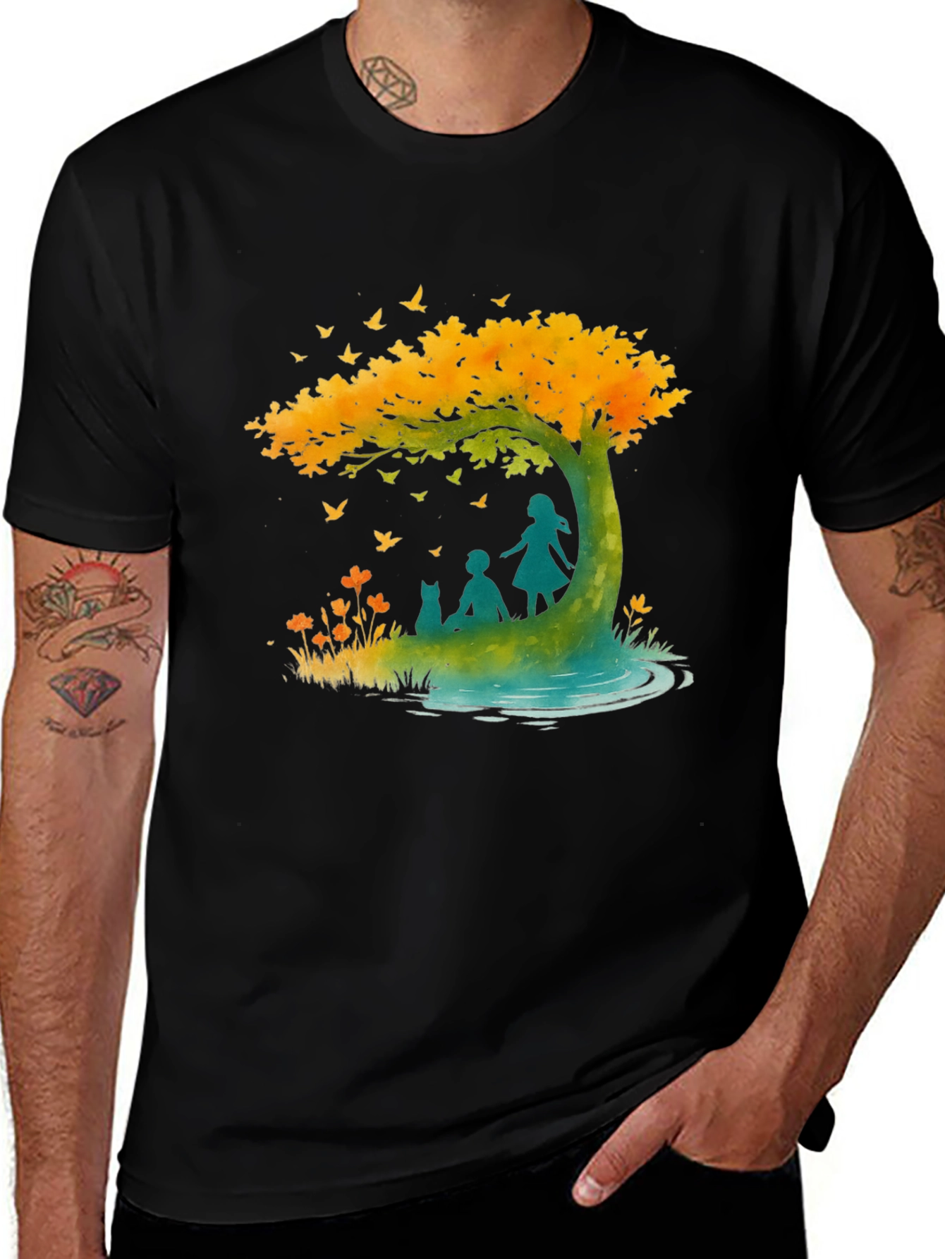 Natures Embrace Graphic Tee - Relaxed Fit Black T-Shirt