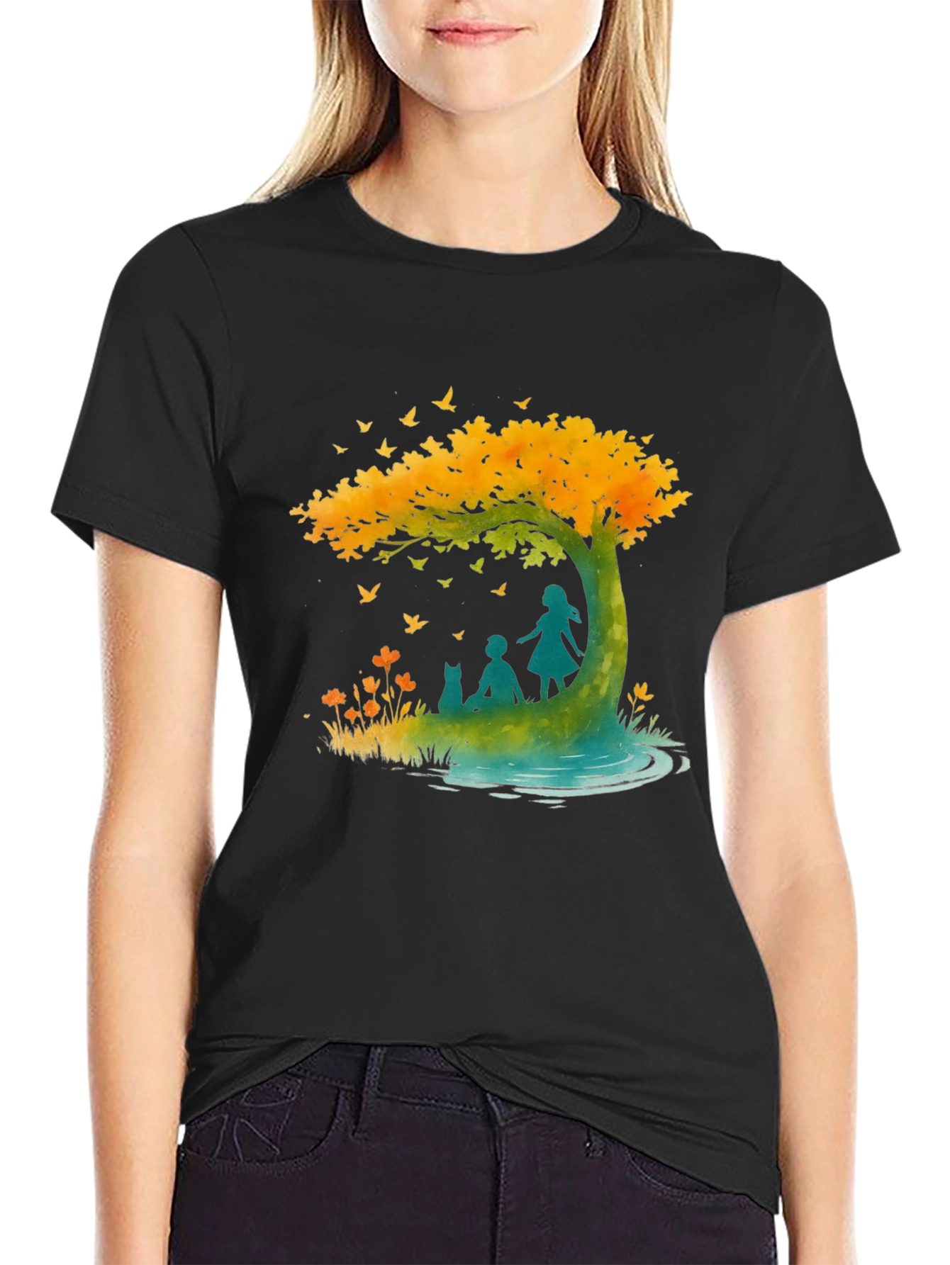 Natures Embrace Graphic Tee - Relaxed Fit Black T-Shirt