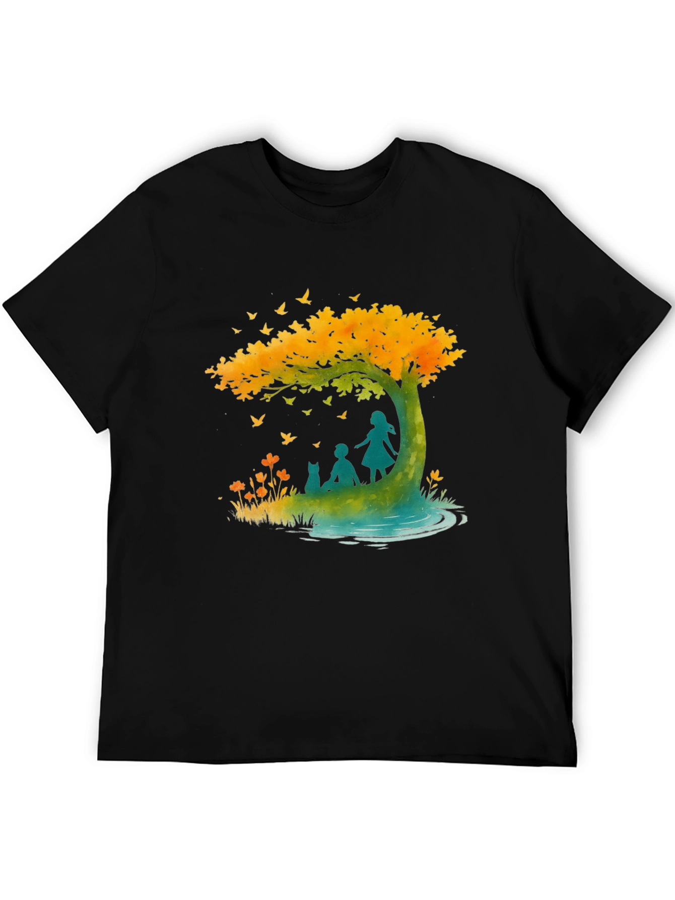 Natures Embrace Graphic Tee - Relaxed Fit Black T-Shirt
