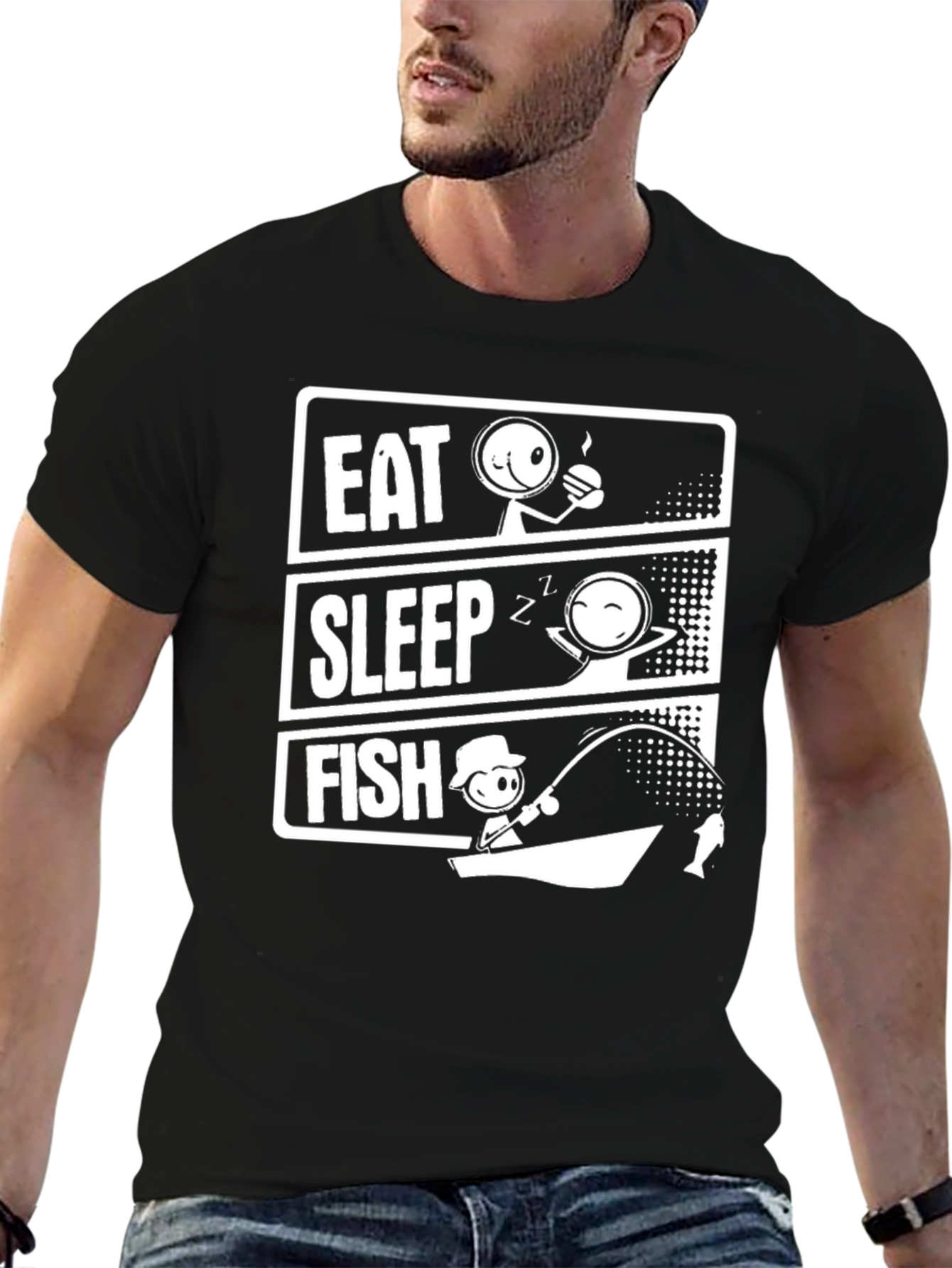 Eat Sleep Fish Graphic T-Shirt