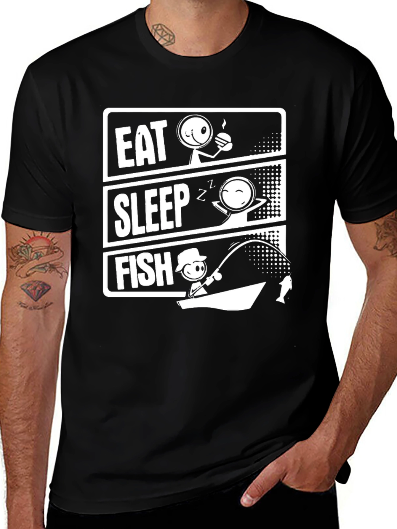 Eat Sleep Fish Graphic T-Shirt