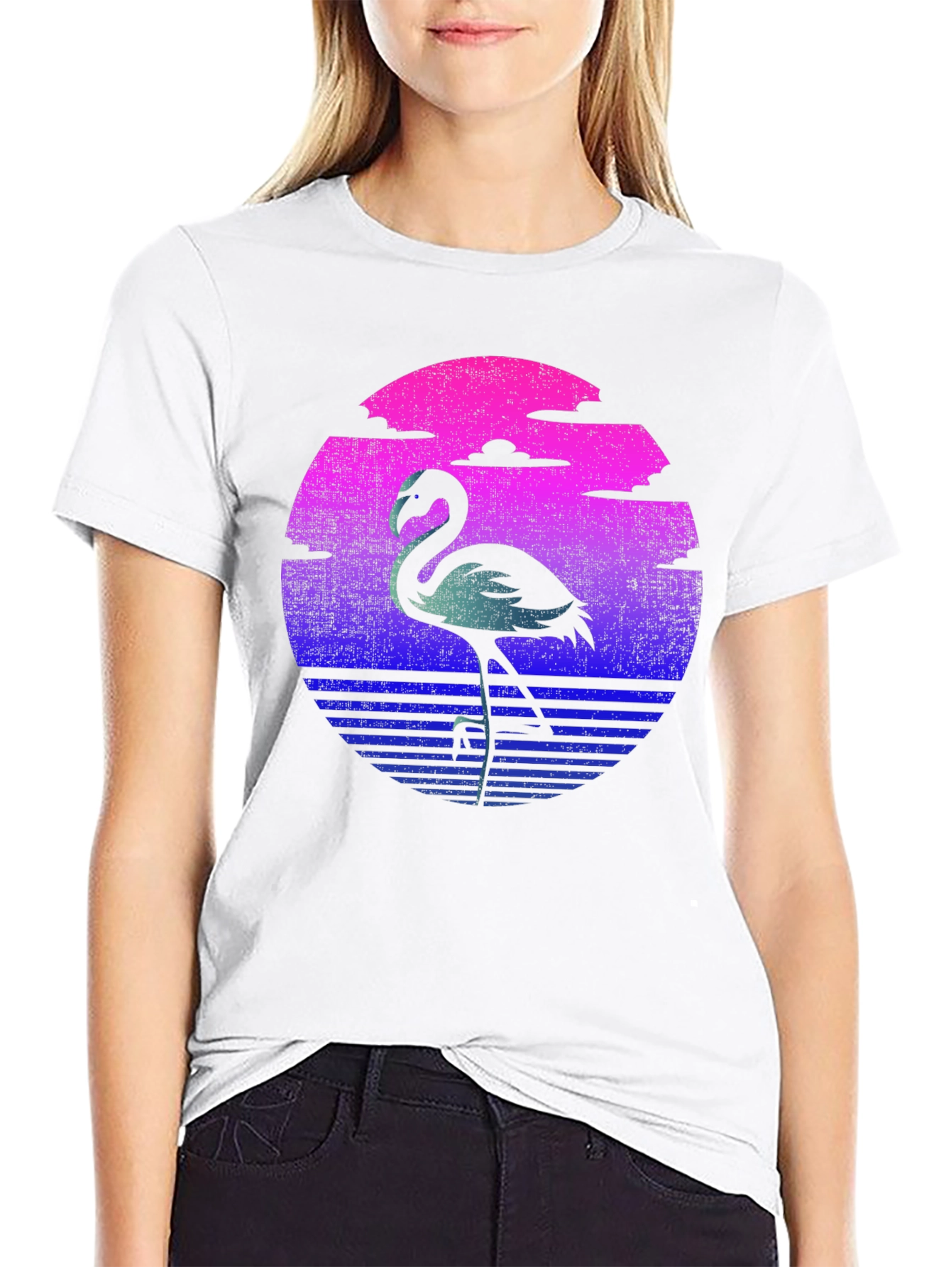 Retro Flamingo T-Shirt - Sunset Graphic Tee