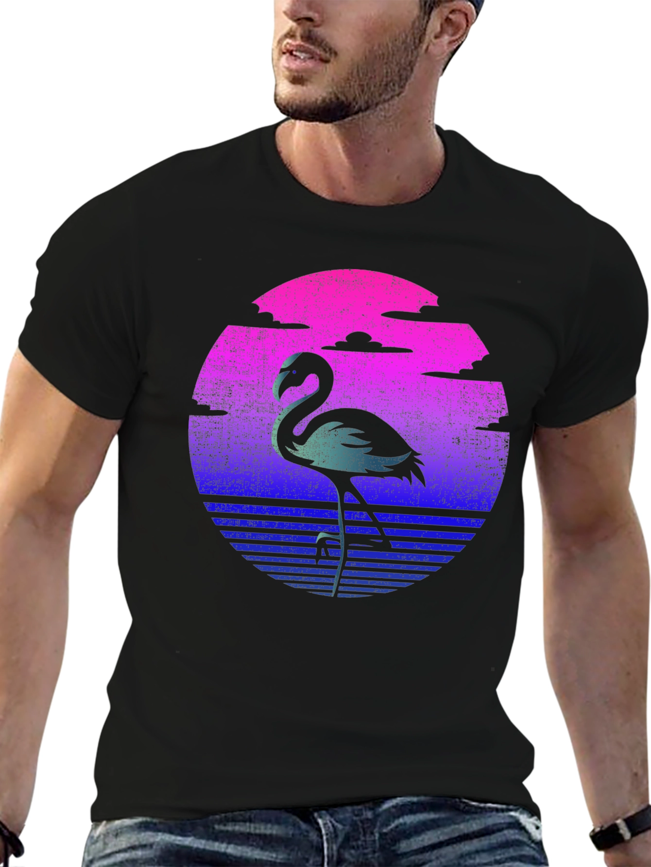 Retro Flamingo T-Shirt - Sunset Graphic Tee