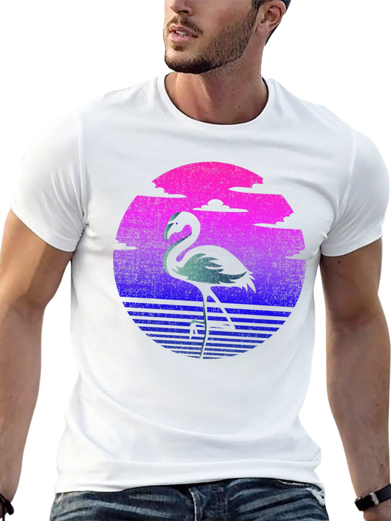 Retro Flamingo T-Shirt - Sunset Graphic Tee