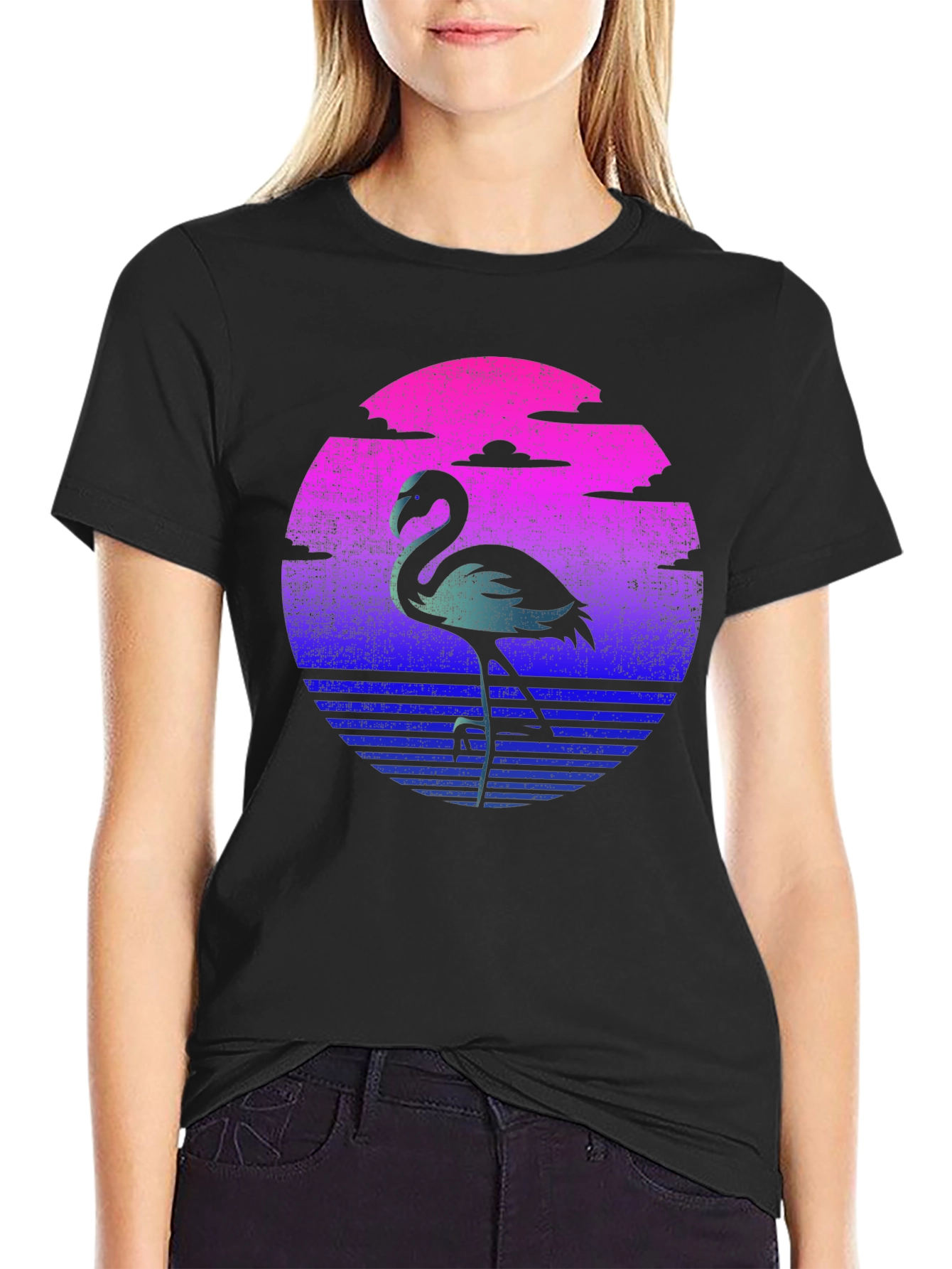 Retro Flamingo T-Shirt - Sunset Graphic Tee