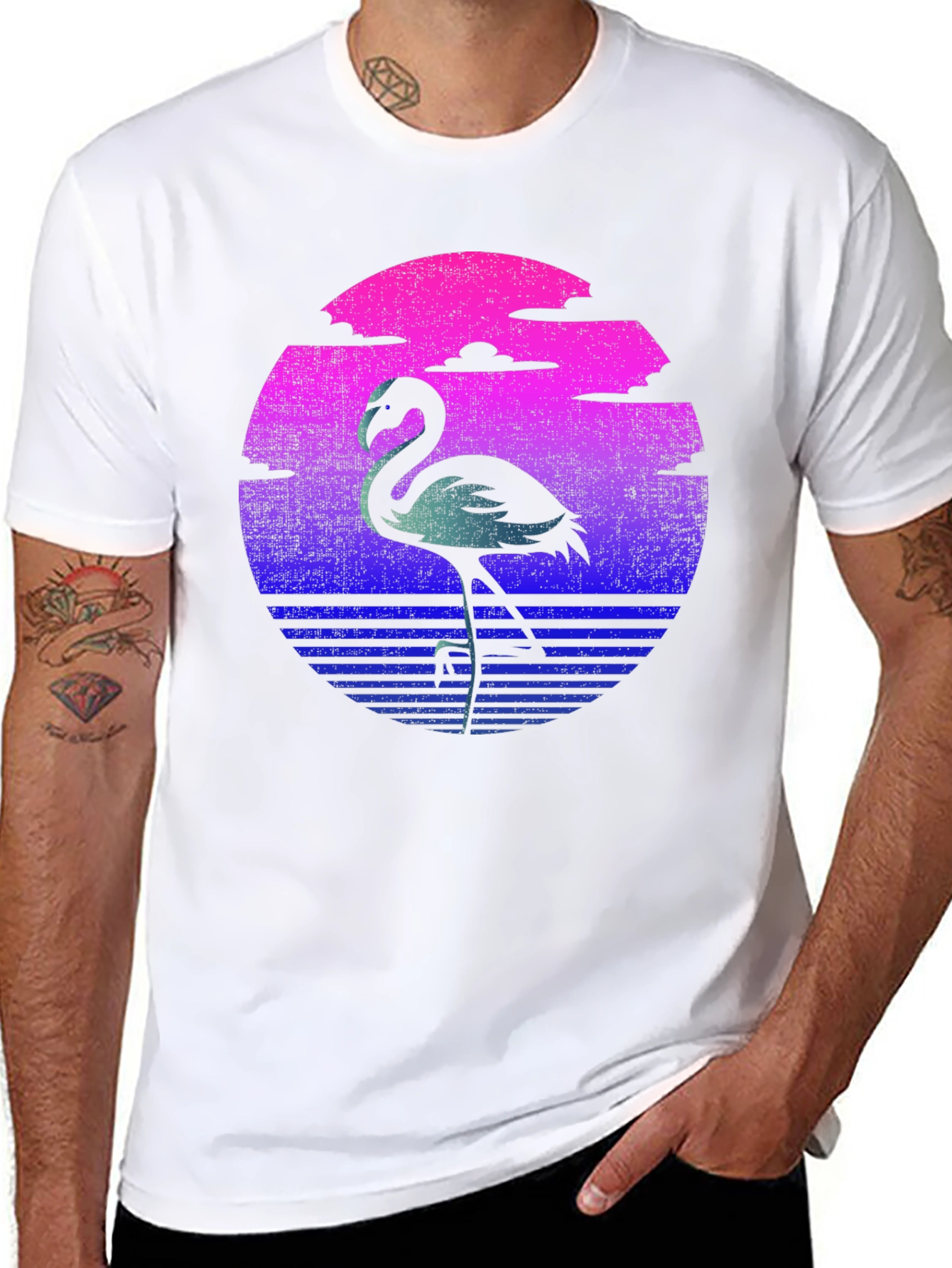 Retro Flamingo T-Shirt - Sunset Graphic Tee