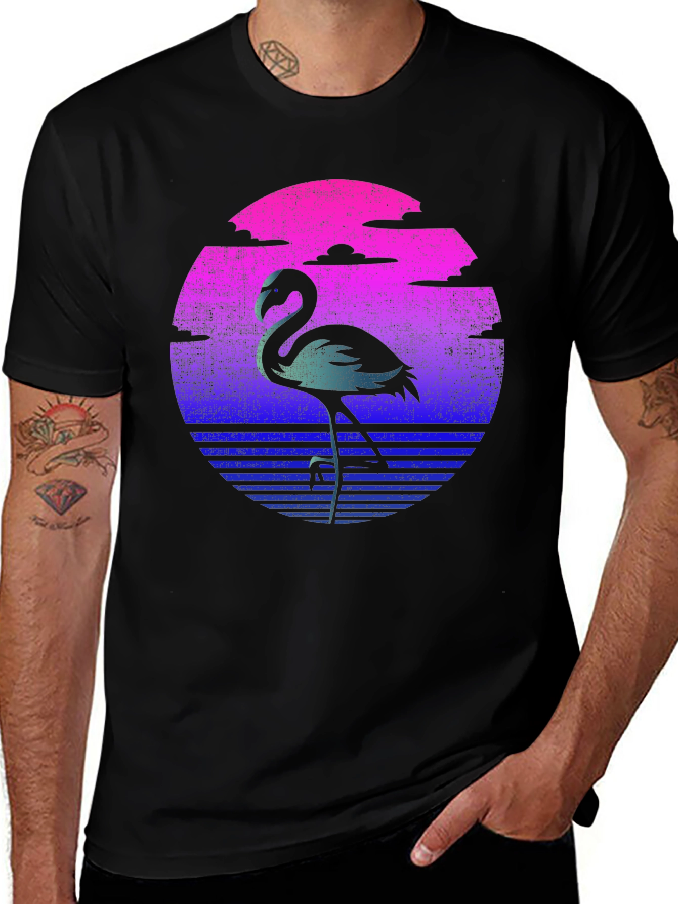 Retro Flamingo T-Shirt - Sunset Graphic Tee