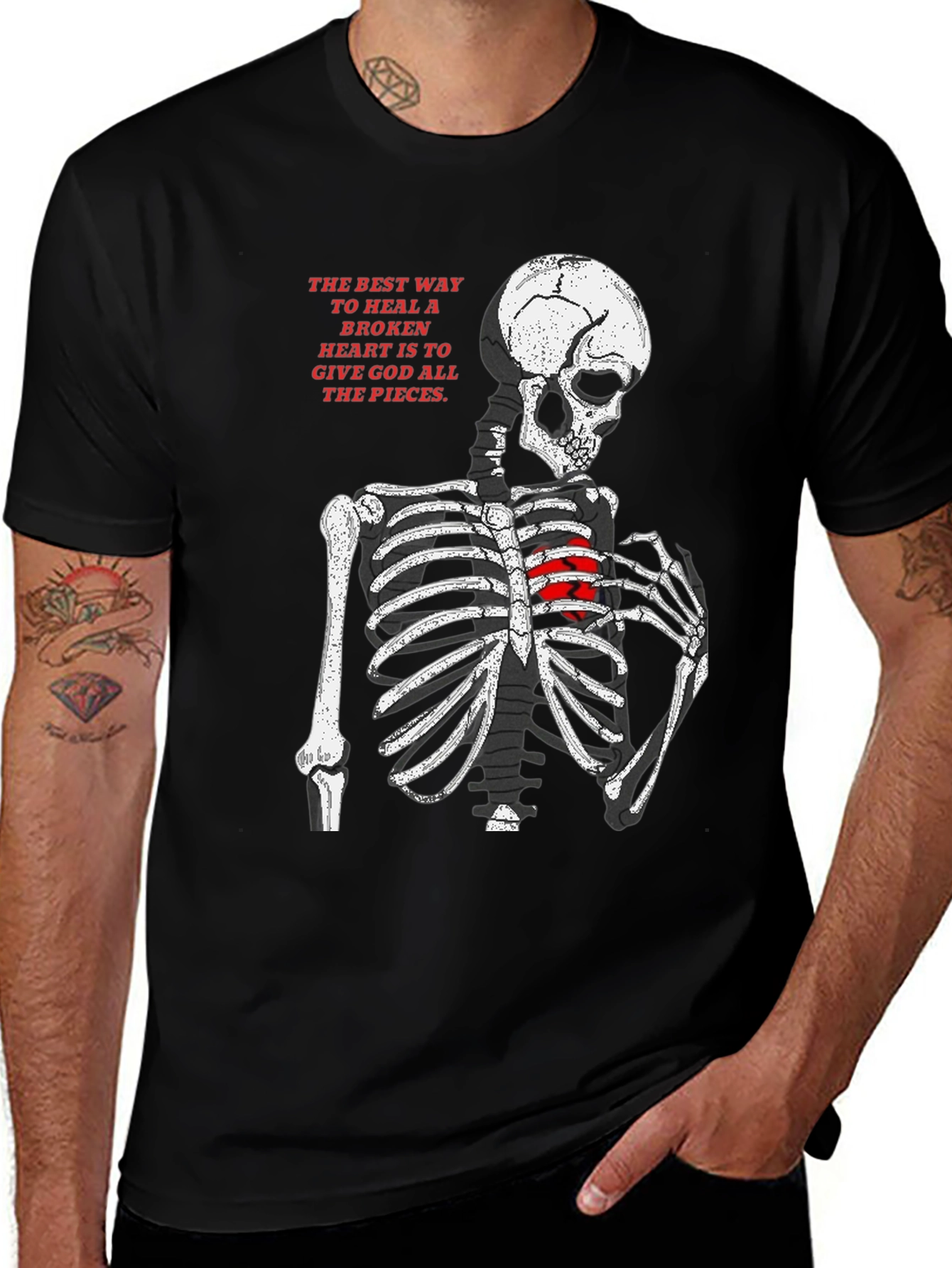 Skeleton Heart T-Shirt - Broken Heart Healing Graphic Tee