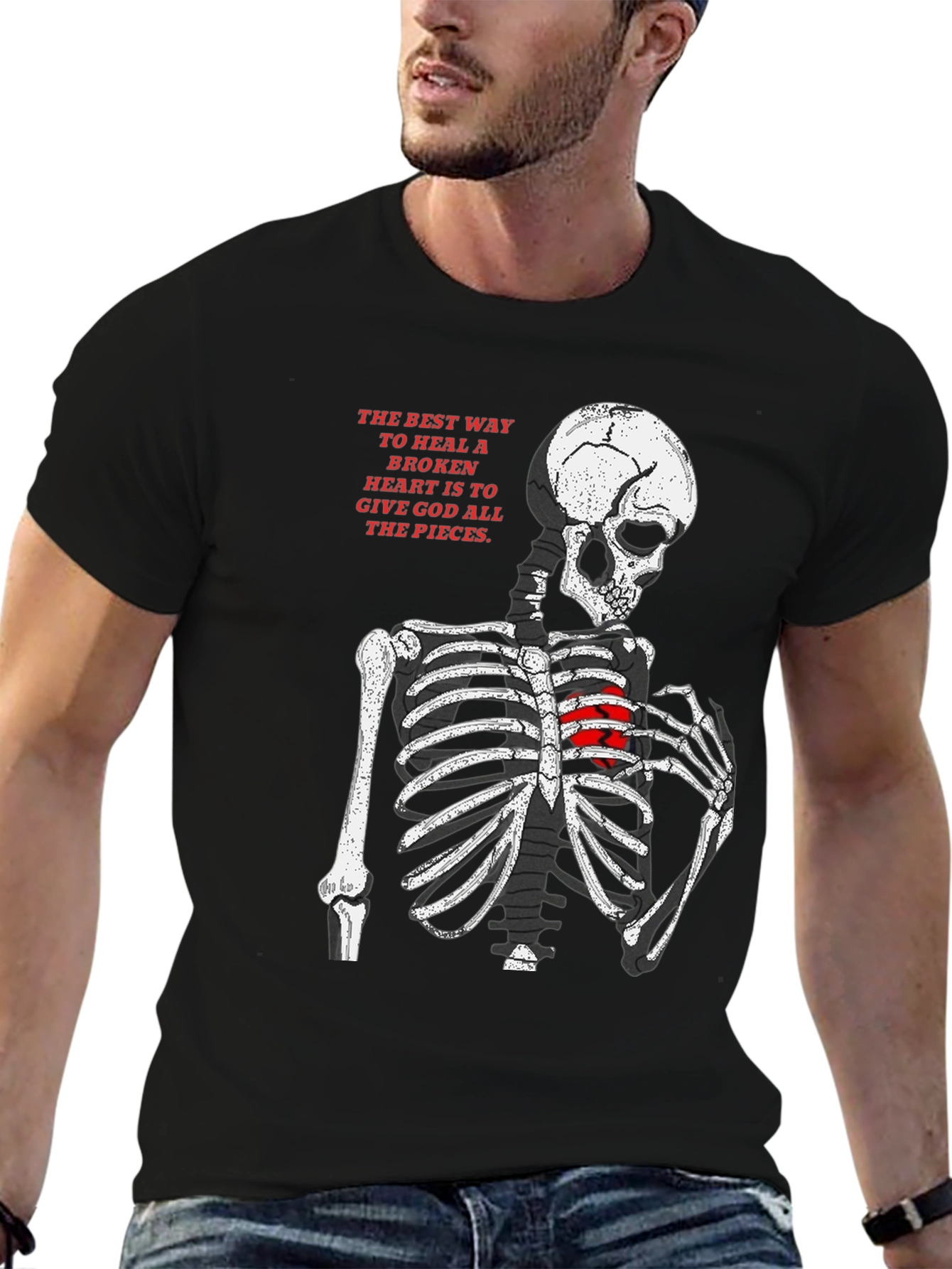 Skeleton Heart T-Shirt - Broken Heart Healing Graphic Tee