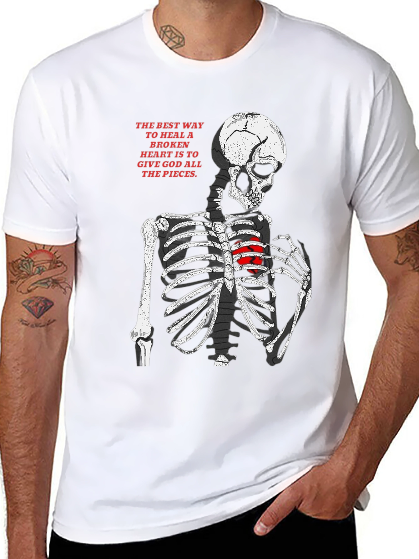Skeleton Heart T-Shirt - Broken Heart Healing Graphic Tee