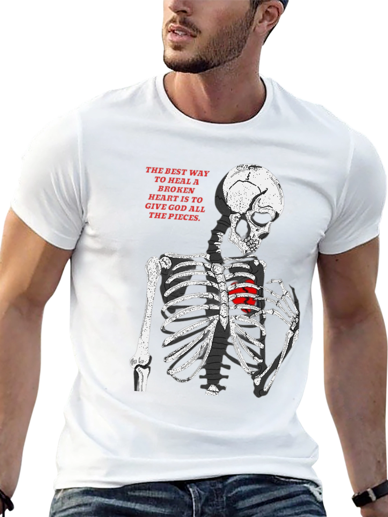 Skeleton Heart T-Shirt - Broken Heart Healing Graphic Tee