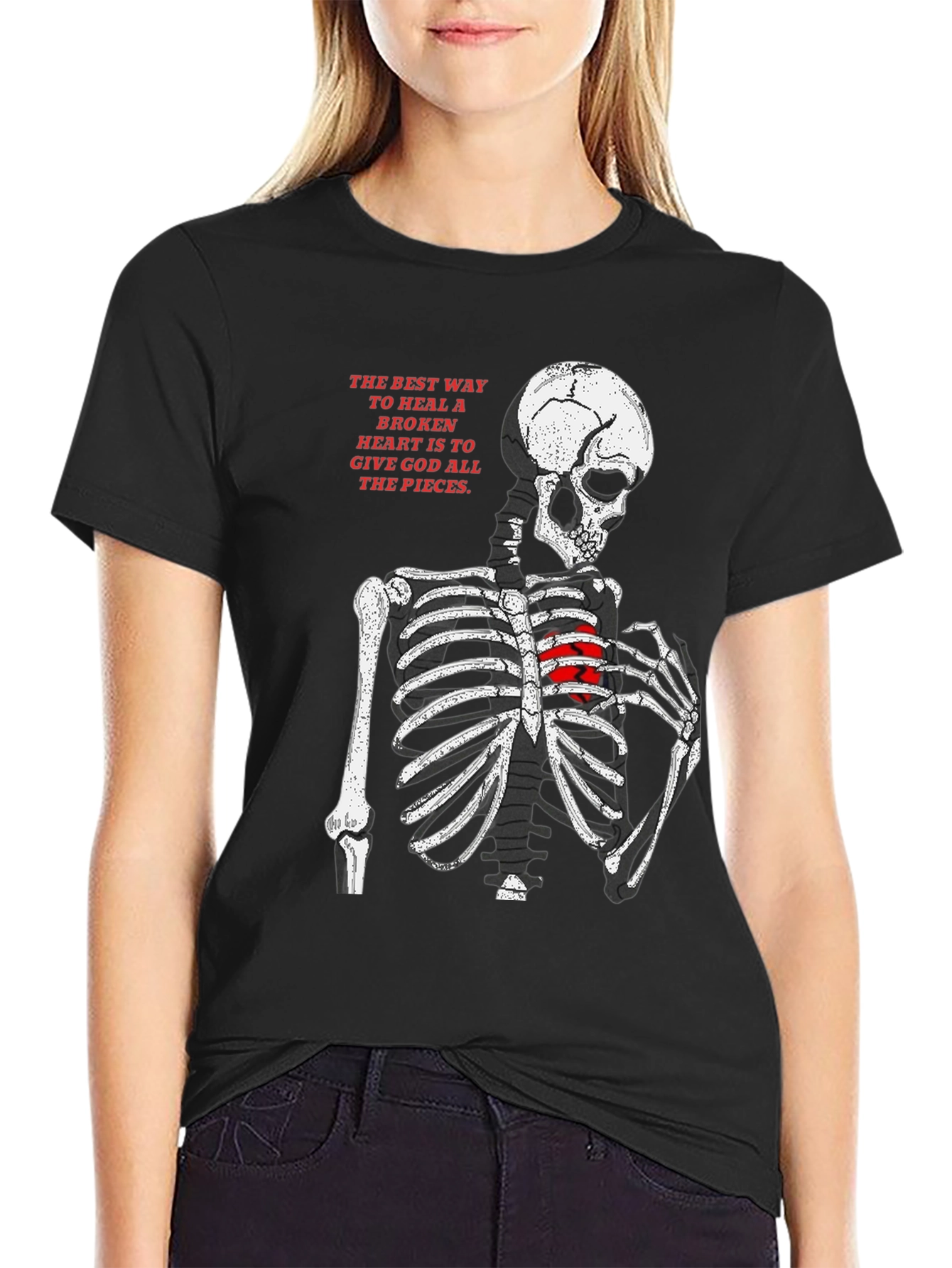 Skeleton Heart T-Shirt - Broken Heart Healing Graphic Tee
