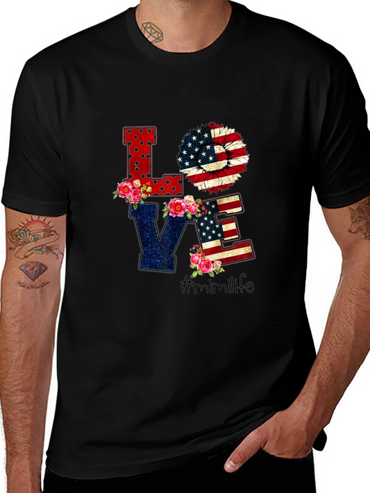 Patriotic LOVE Graphic T-Shirt