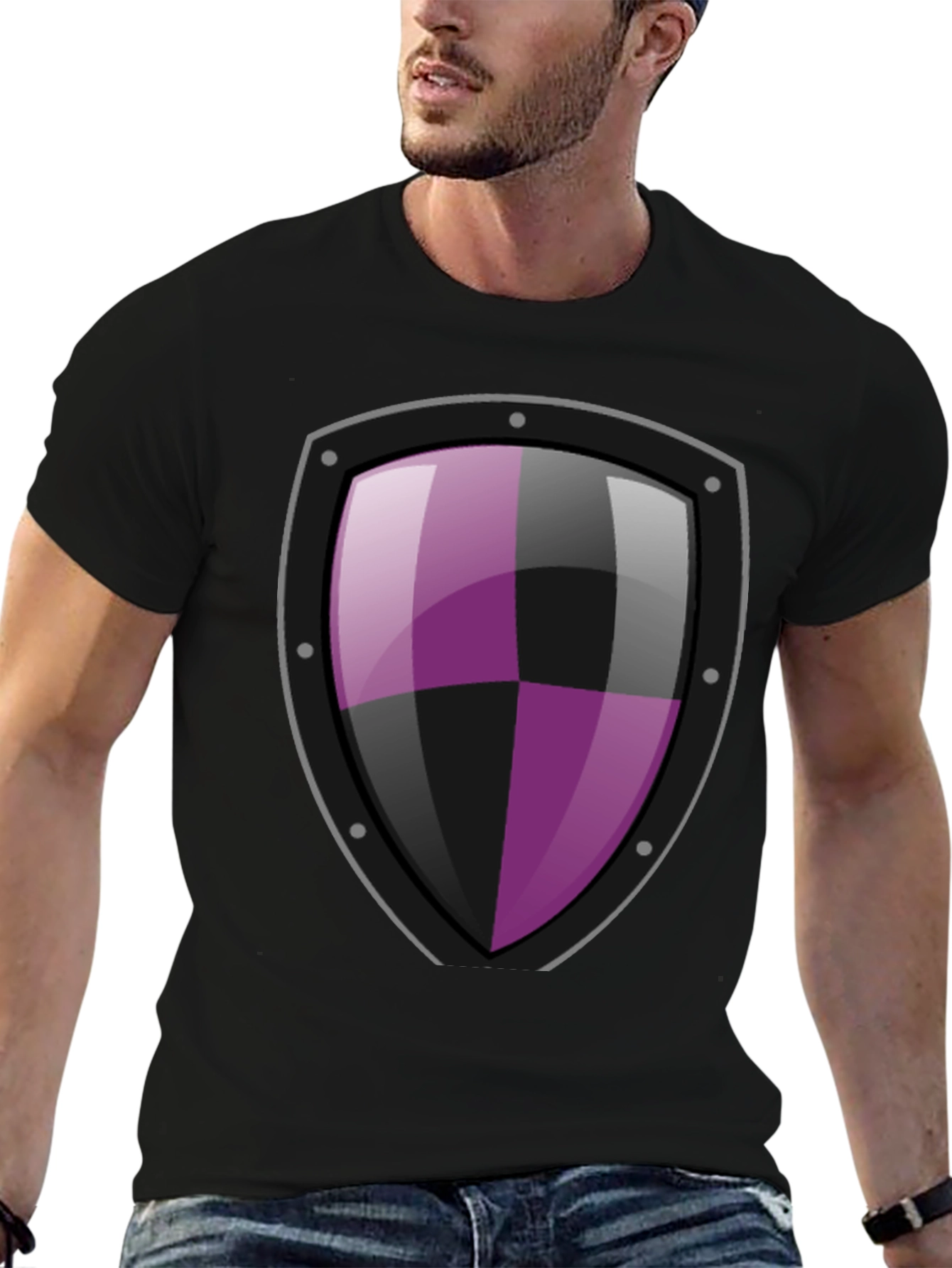 Shield Graphic T-Shirt - Black Cotton Tee