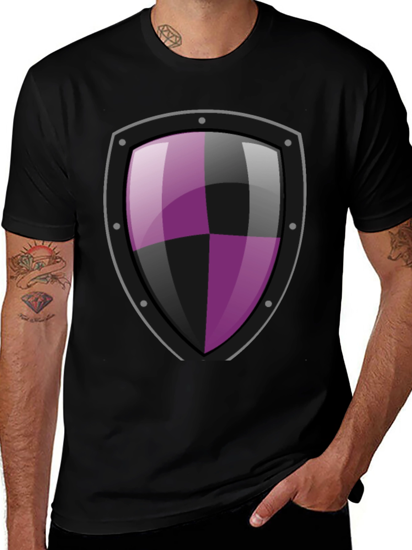 Shield Graphic T-Shirt - Black Cotton Tee