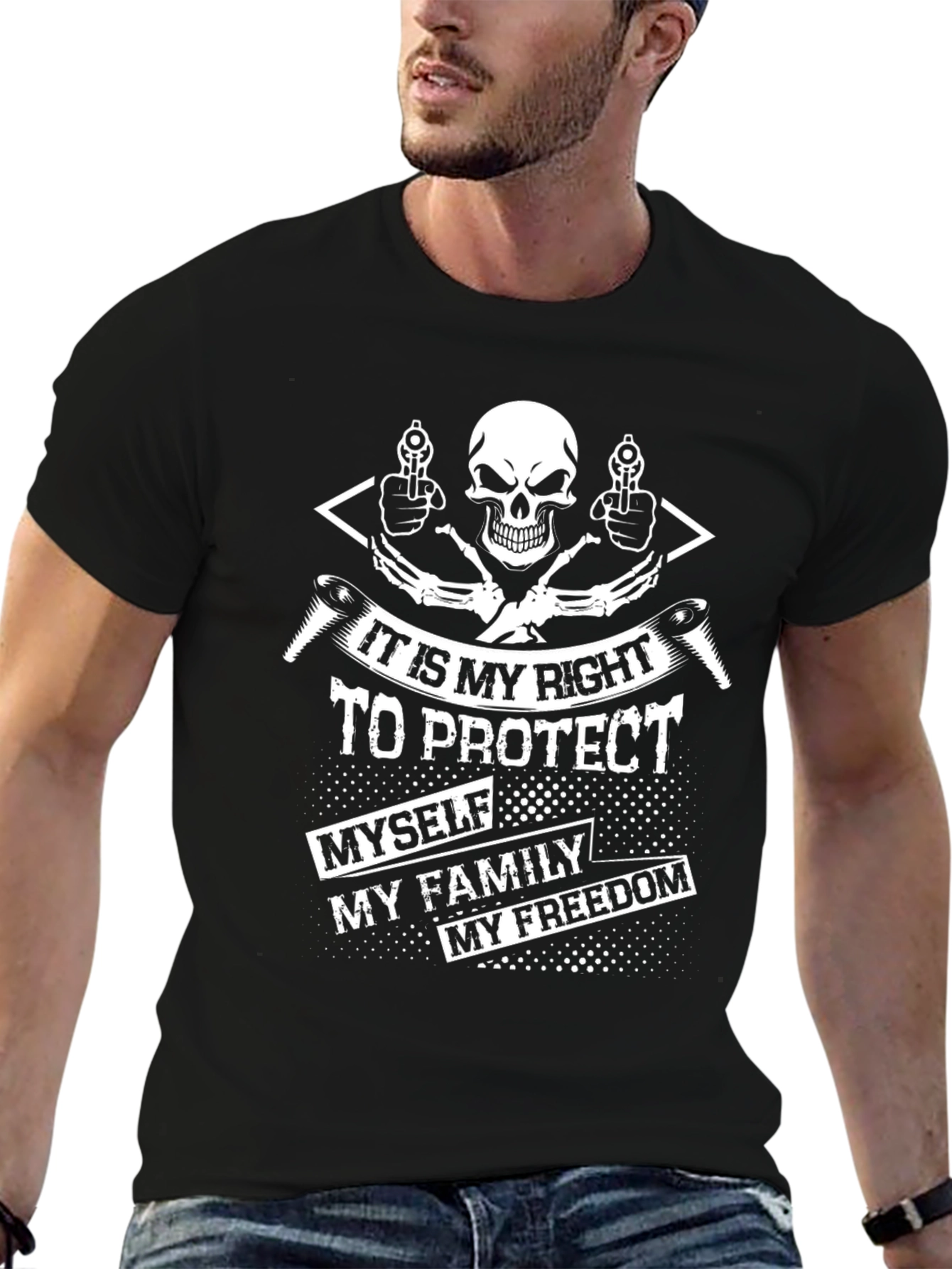 Skull and Guns T-Shirt - Right to Protect