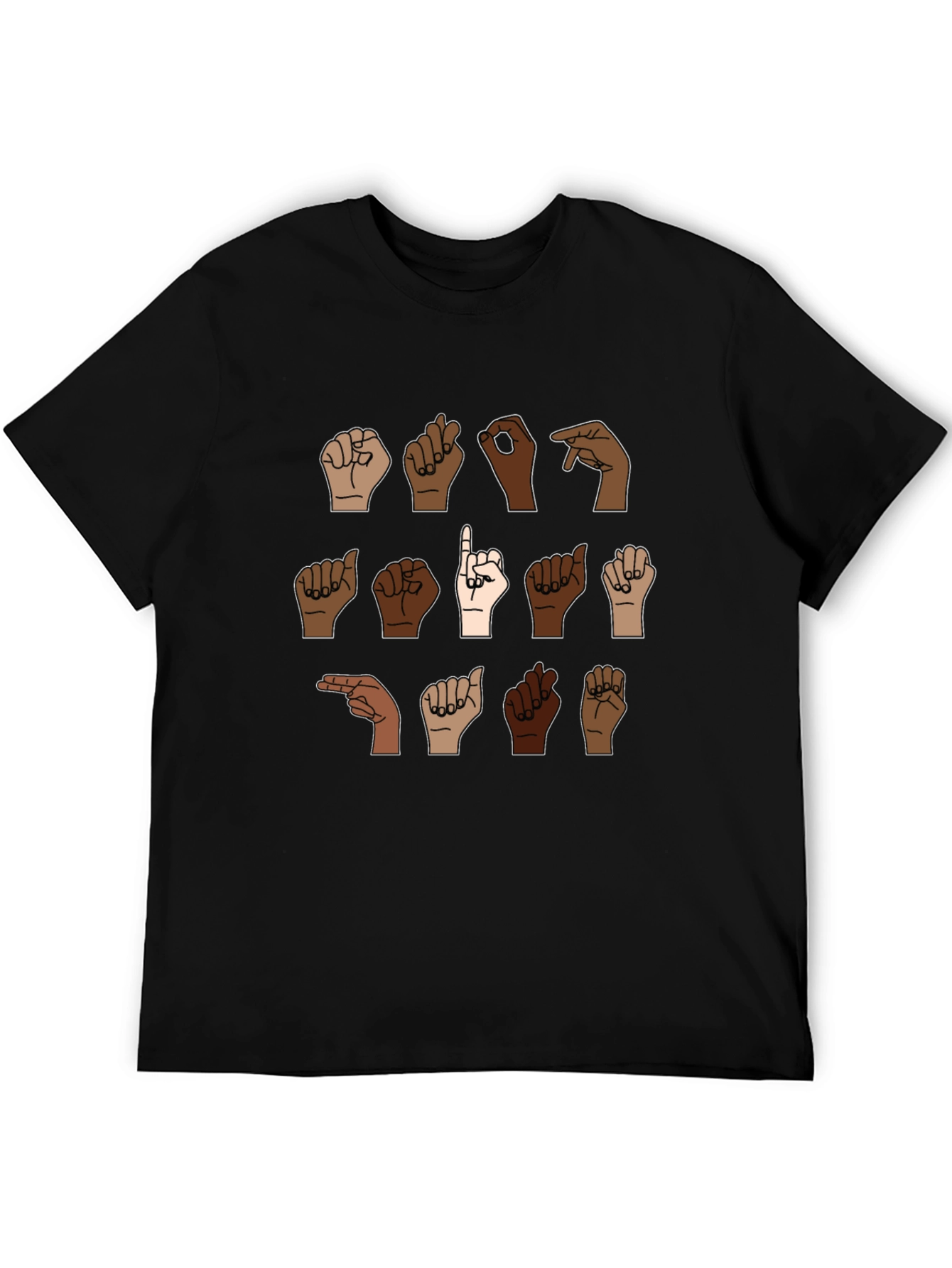 Diverse Hands ASL Black T-Shirt
