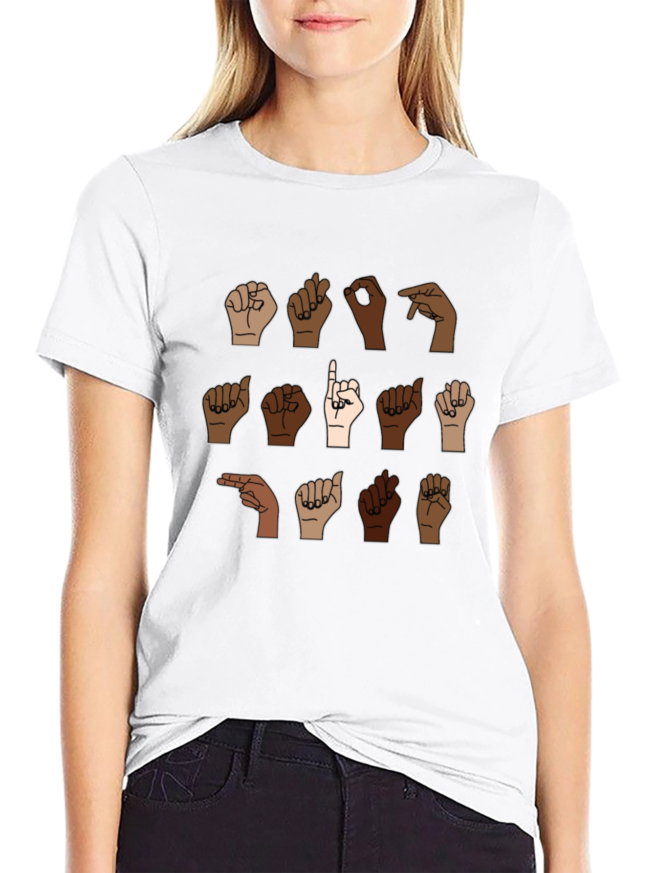 Diverse Hands ASL Black T-Shirt