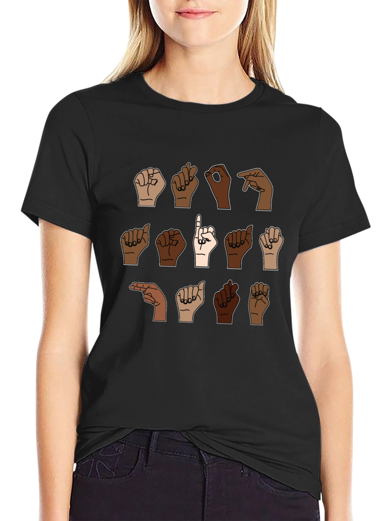 Diverse Hands ASL Black T-Shirt