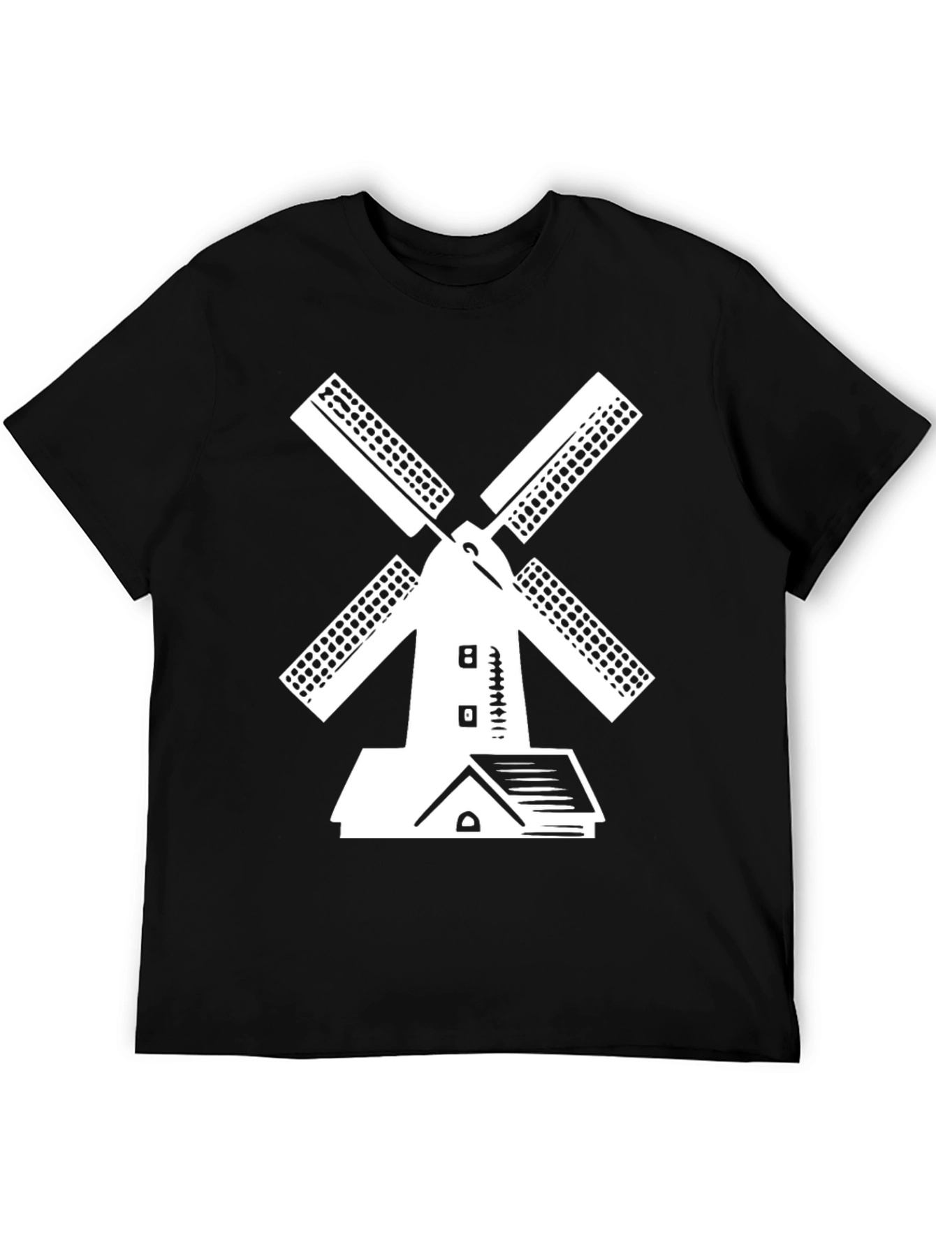 Windmill Graphic Tee - Black Cotton T-Shirt