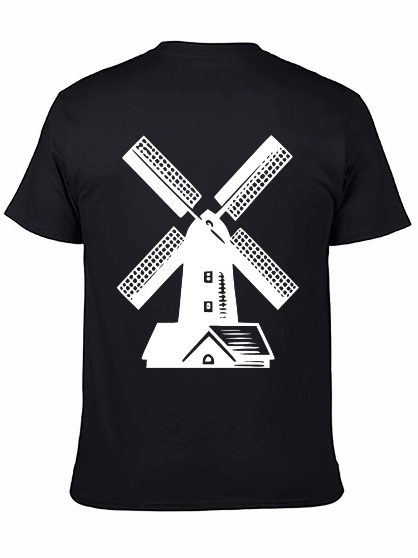Windmill Graphic Tee - Black Cotton T-Shirt