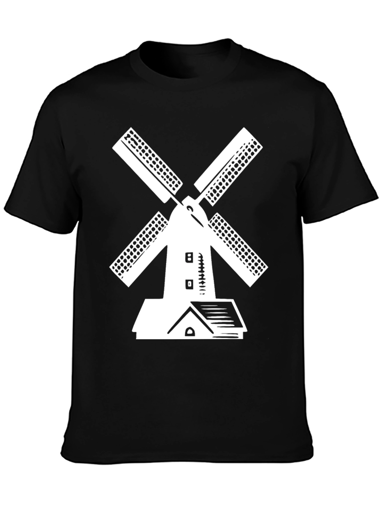 Windmill Graphic Tee - Black Cotton T-Shirt