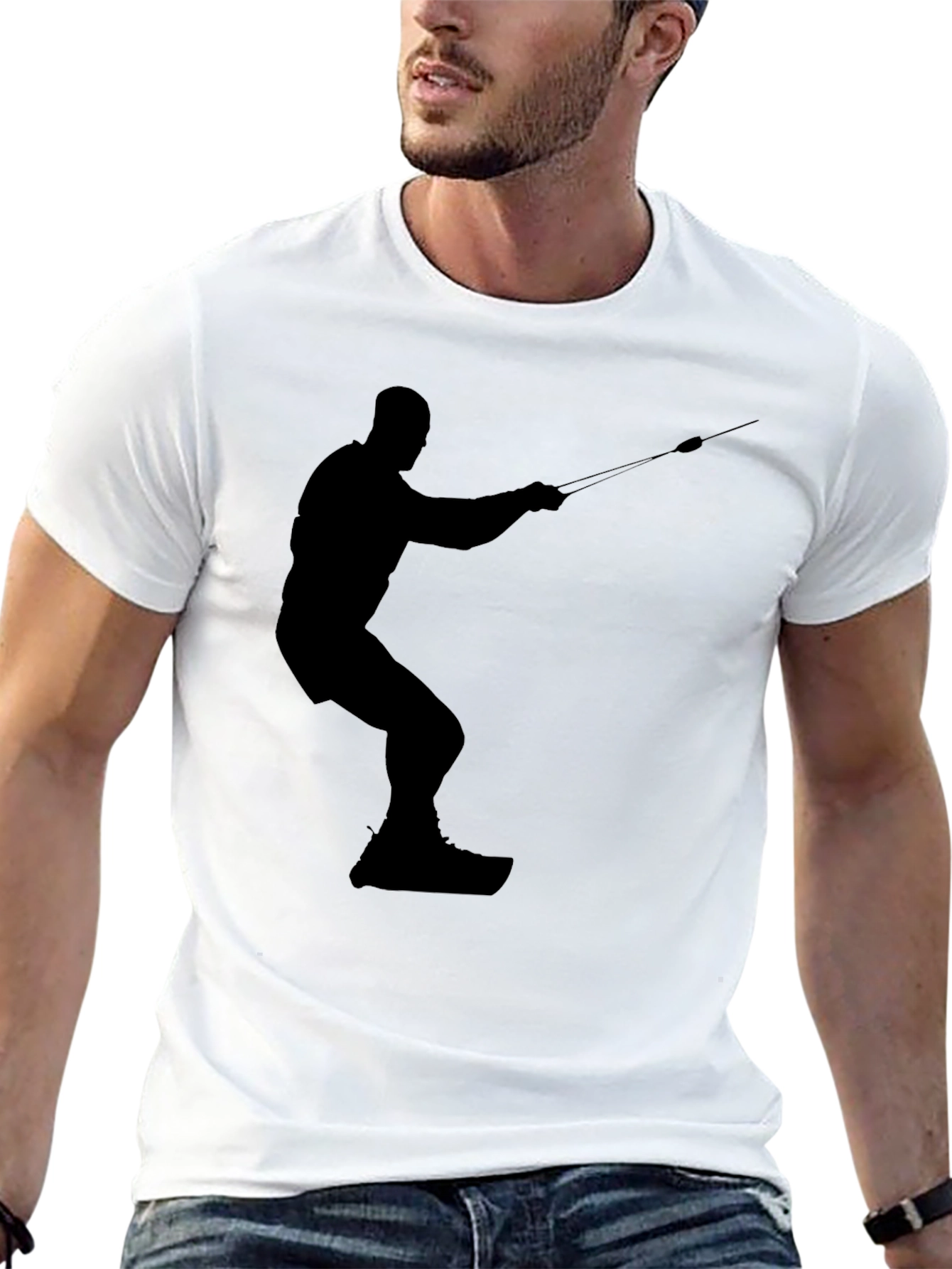 Silhouette Water Skiing Black Tee