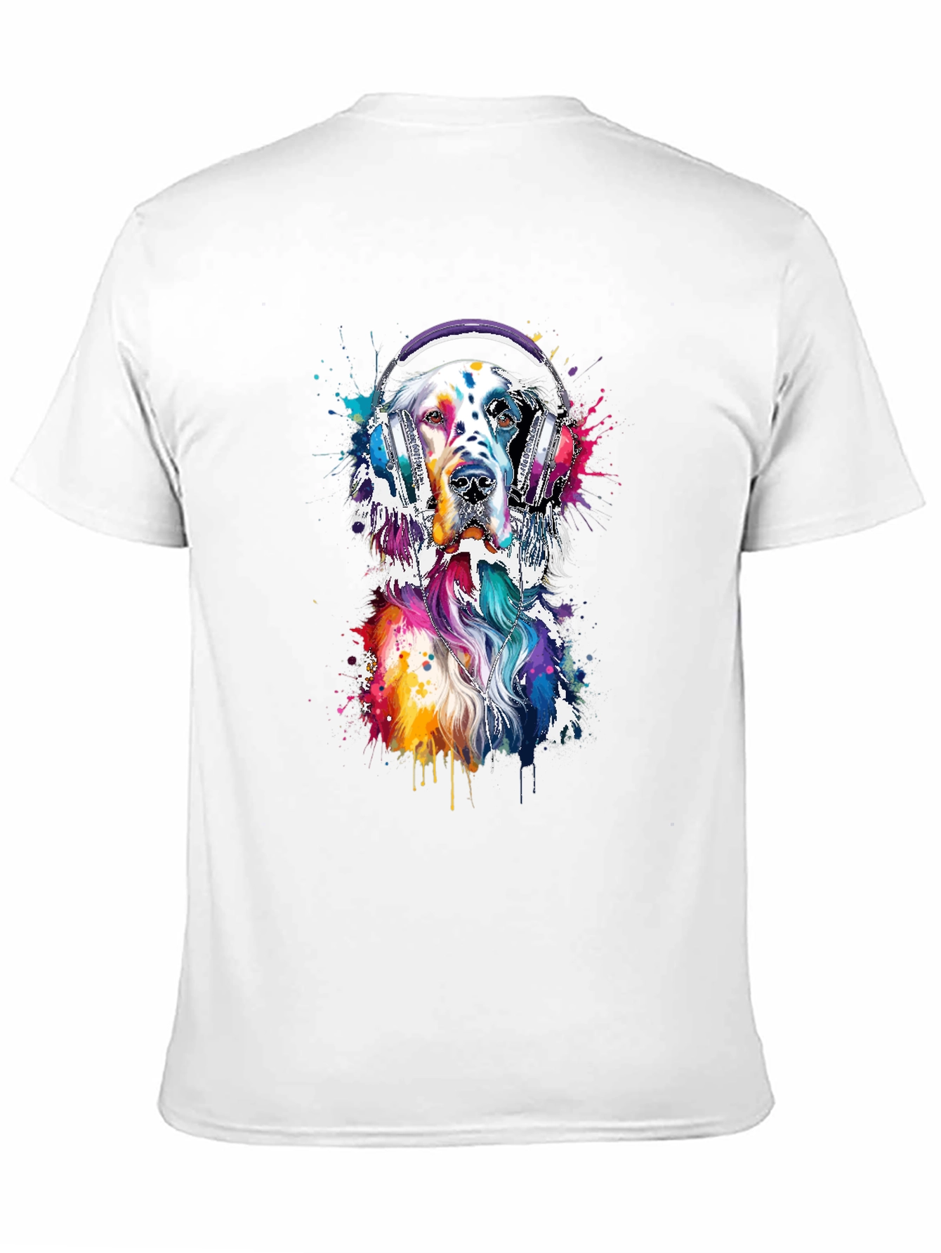 Dog with Headphones Graphic Tee - Trendy Design