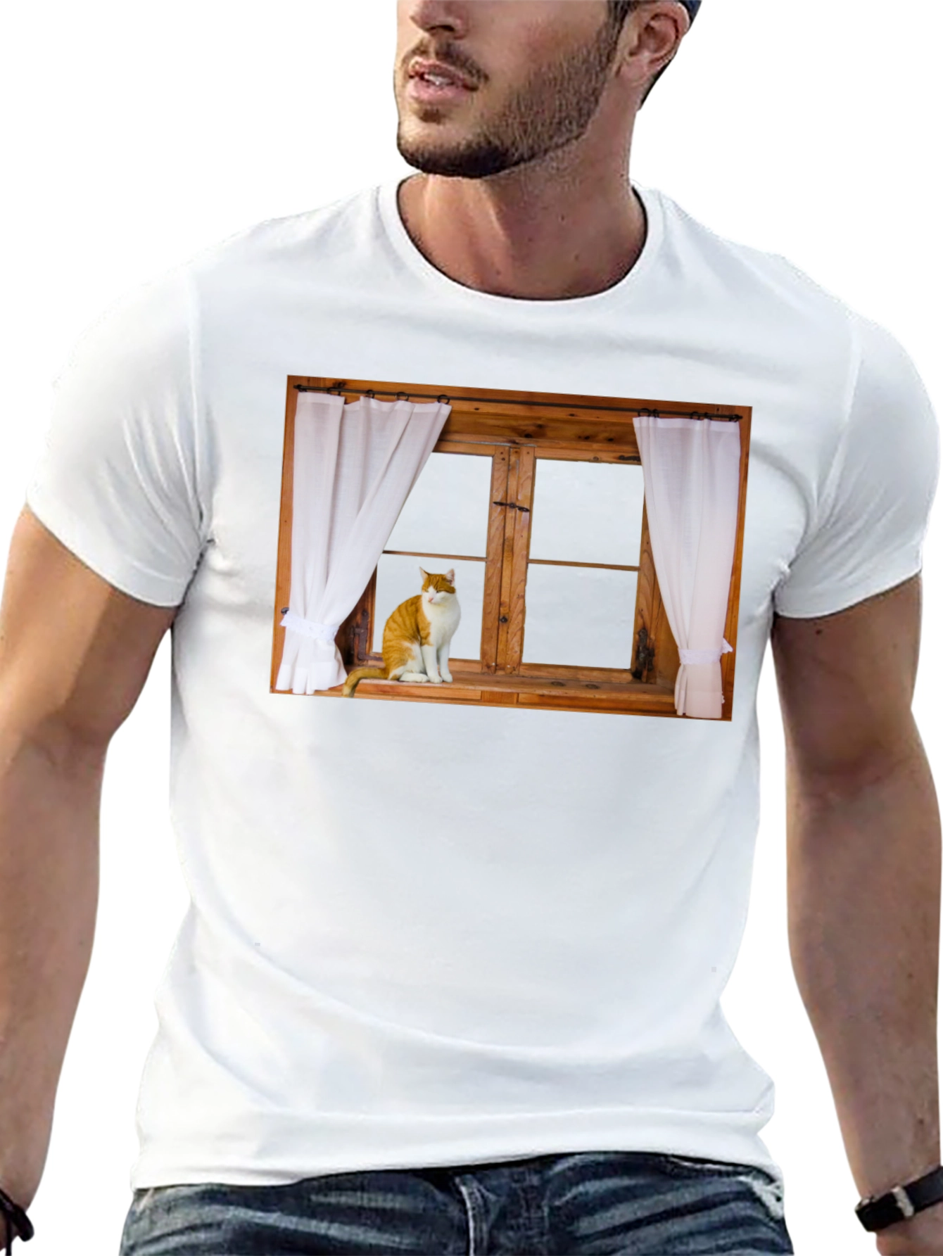 Cat in Window Graphic T-Shirt
