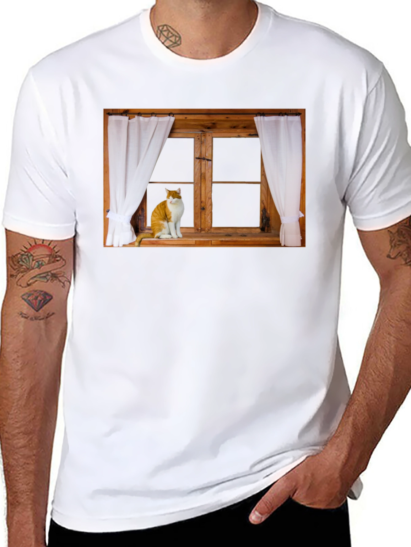 Cat in Window Graphic T-Shirt